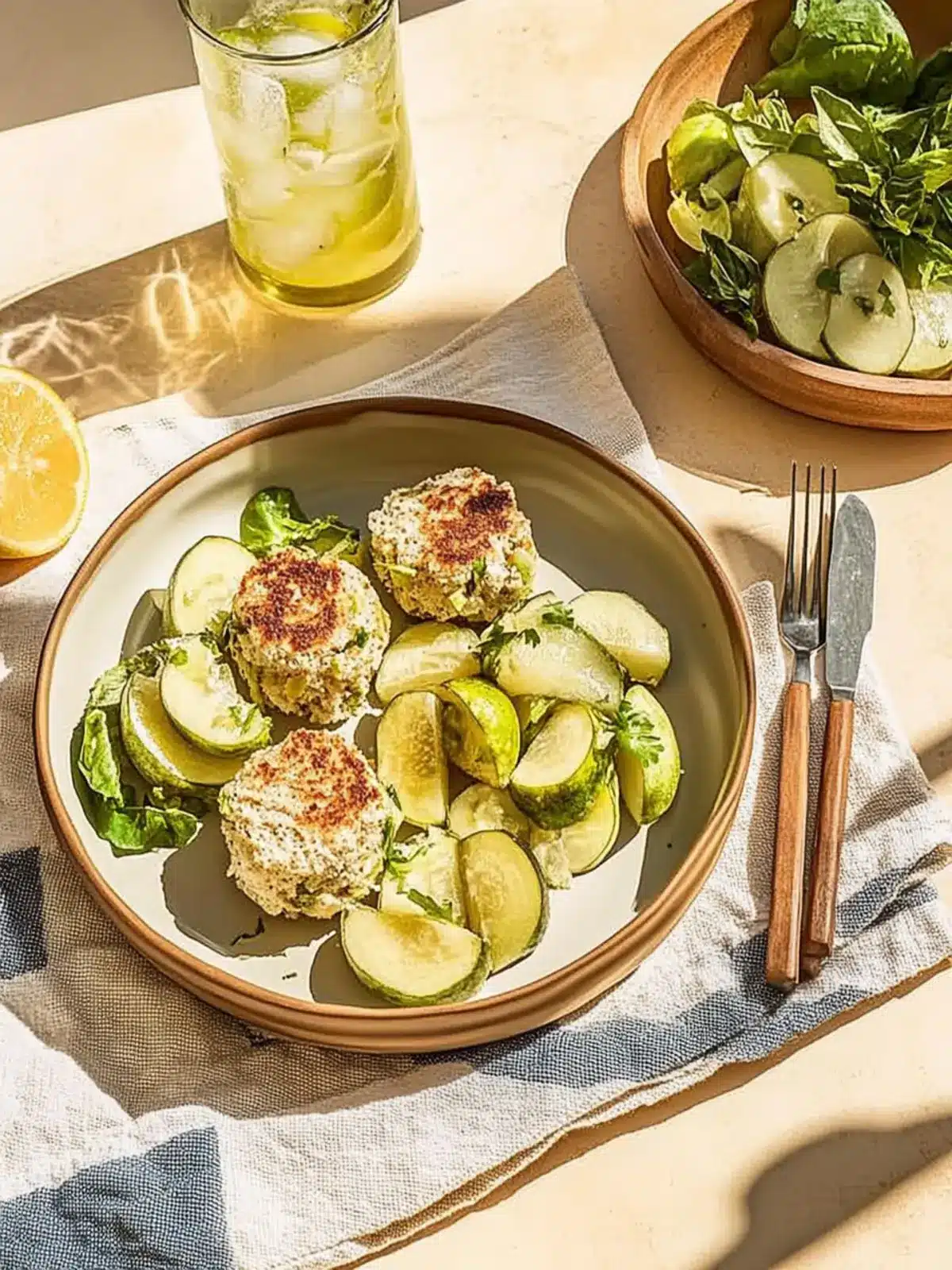 Zucchini- und Gurkensalat mit Honig-Senf-Dressing 4 Zucchini- und Gurkensalat