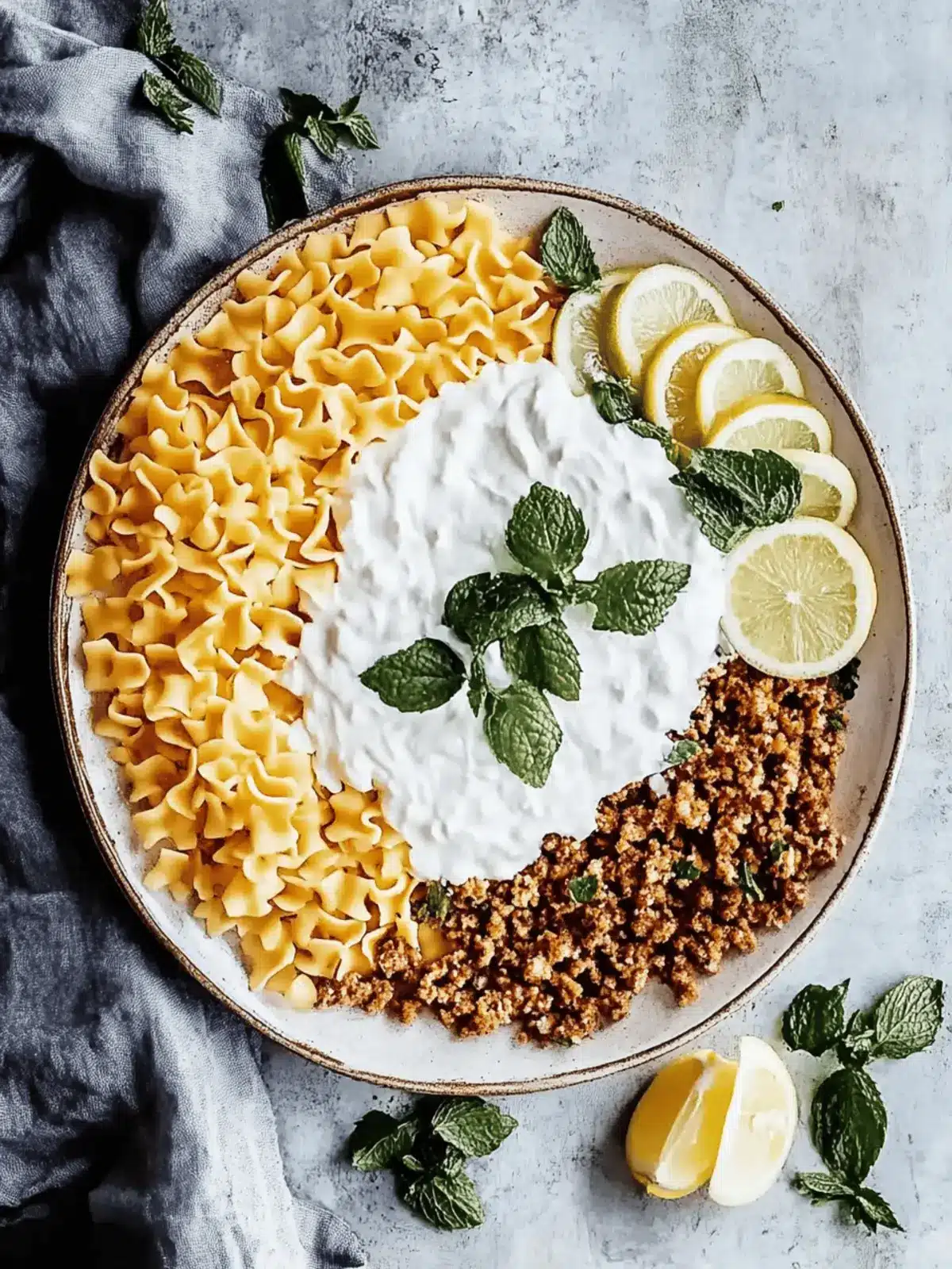 Schnelle arabische Pasta mit einfacher Joghurtsoße