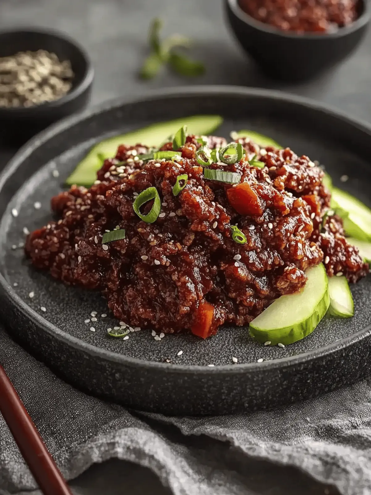 Klebriges Ingwer-Rindfleisch-Hackfleisch