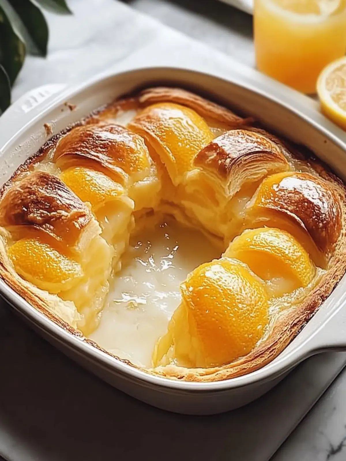 Cremiger Croissant Frühstücksauflauf mit Orangenmarmelade 4 Croissant Frühstücksauflauf mit Orangenmarmelade