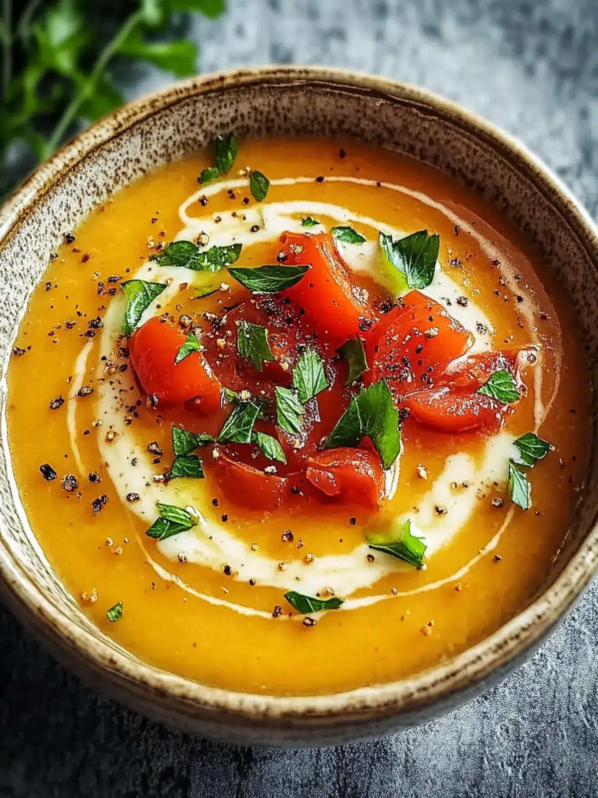 Veganer gerösteter Karotten- und Paprikasuppe genießen 4 Veganer gerösteter Karotten- und Paprikasuppe