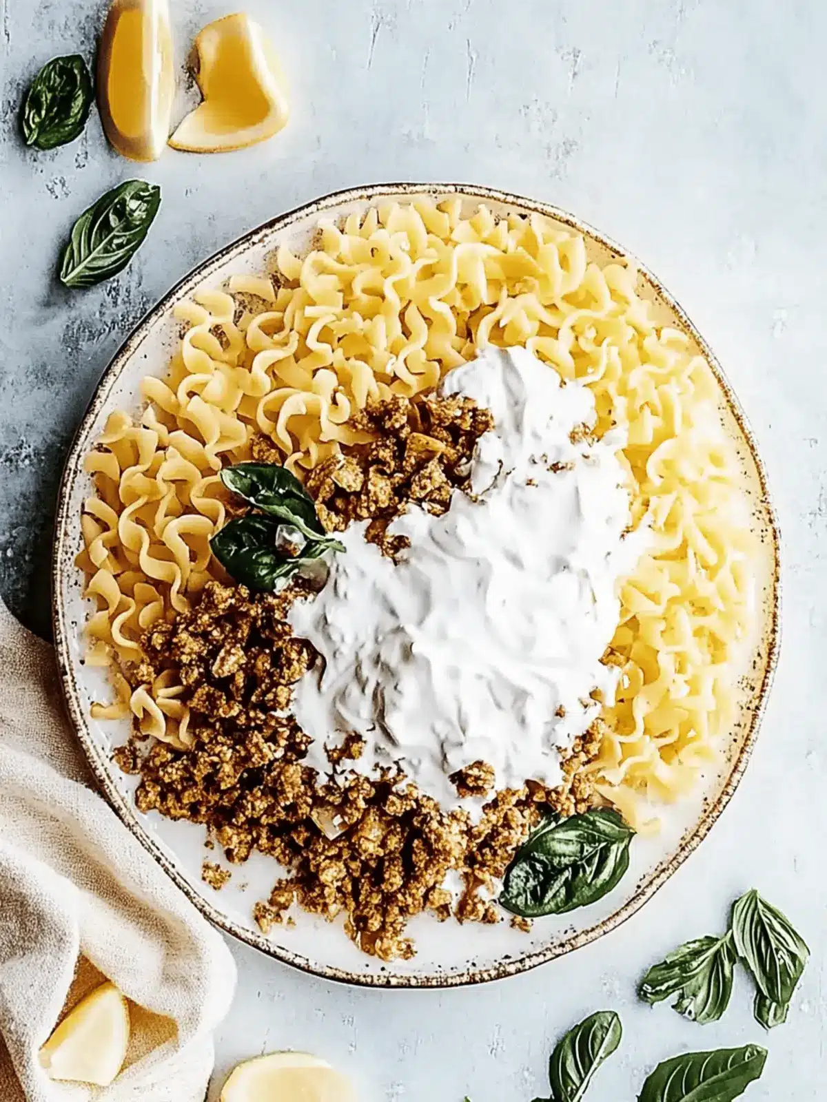 Schnelle arabische Pasta mit einfacher Joghurtsoße