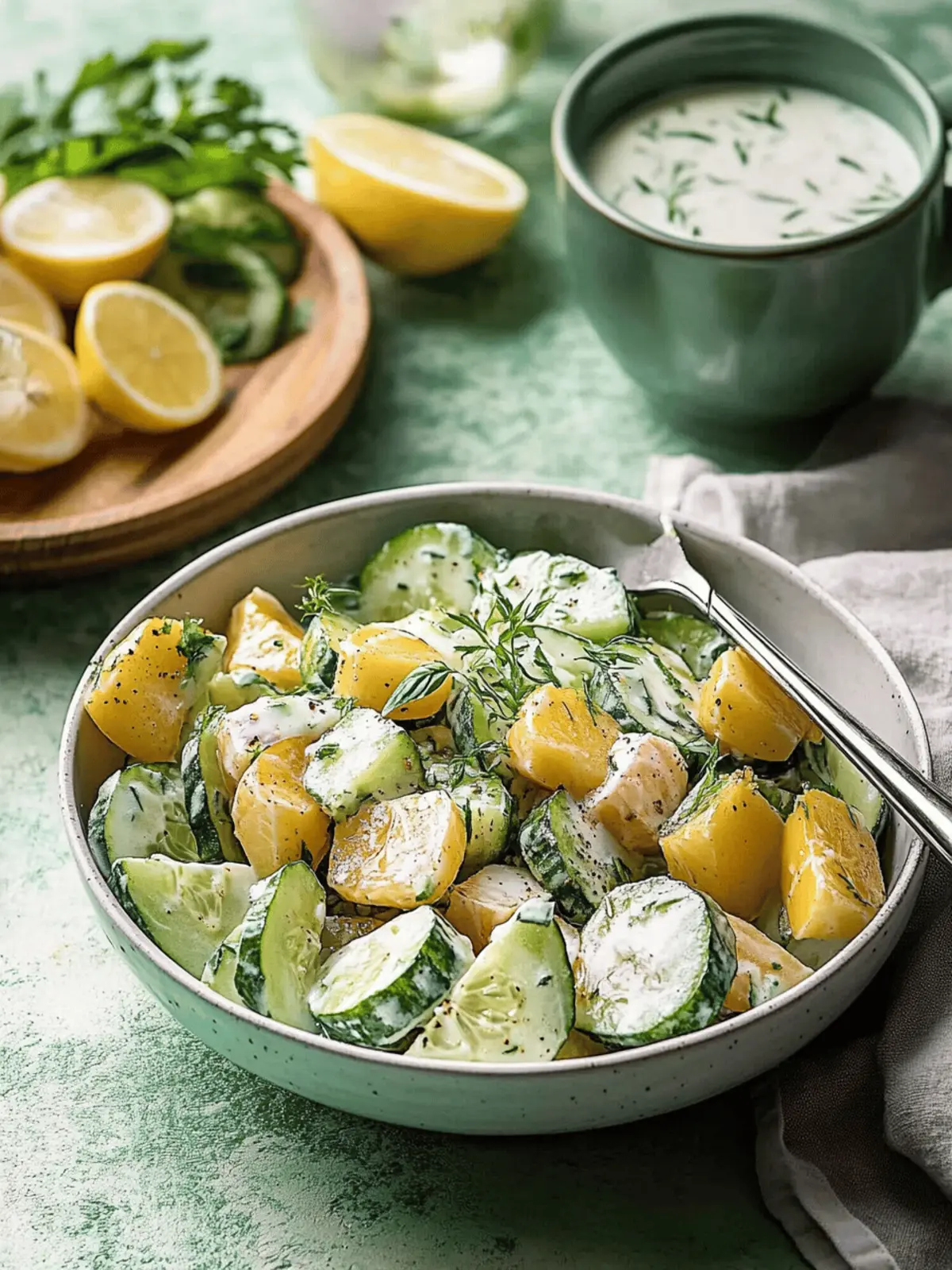 Kartoffel- und Gurkensalat mit cremiger Dill-Sauce 5 Kartoffel- und Gurkensalat