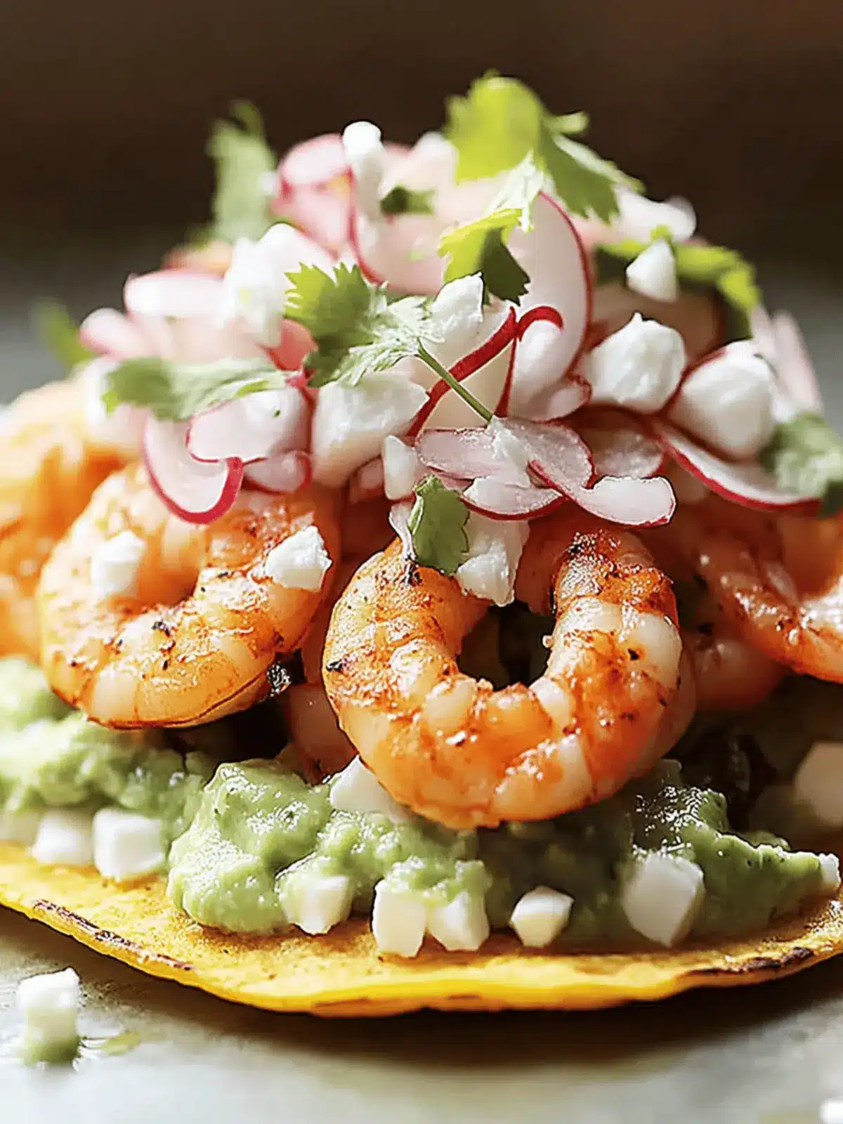 Garnelen-Tostadas mit Guacamole-Salsa-Delight 5 Garnelen-Tostadas mit Guacamole-Salsa-Delight