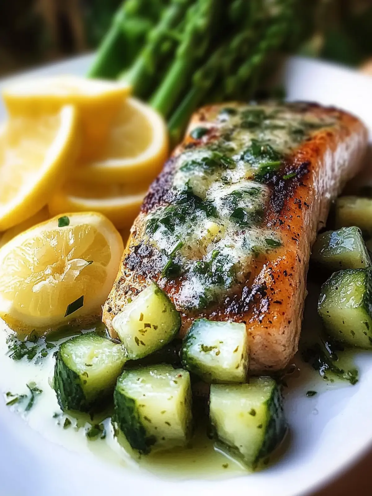 Gewürzter Lachs mit käsigem Spargel und Kartoffeln 2 Gewürzter Lachs mit käsigem Spargel und Knoblauch-Kräuter-Kartoffeln