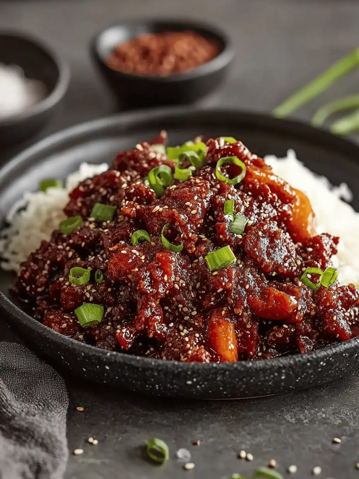 Klebriges Ingwer-Rindfleisch-Hackfleisch