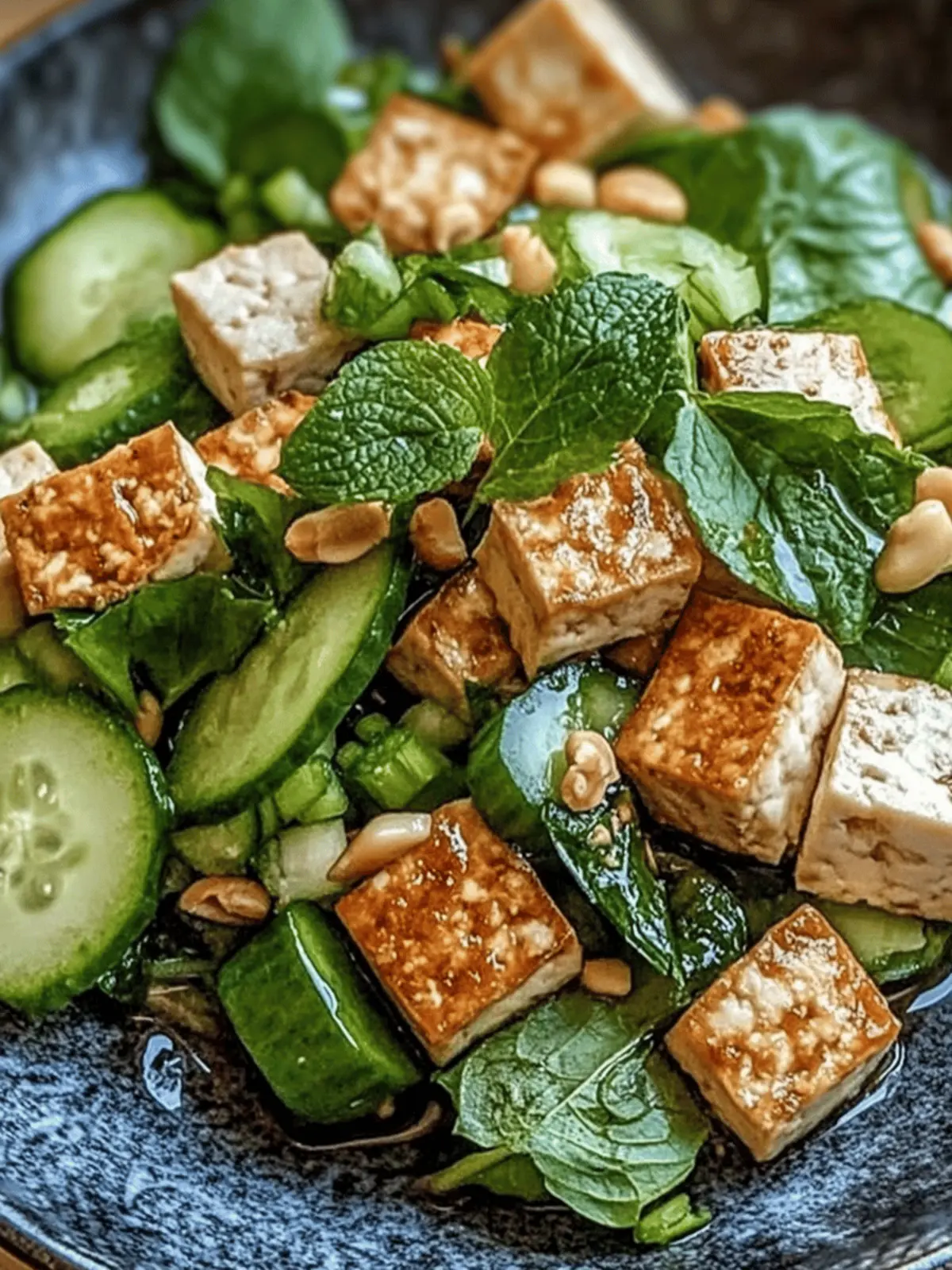 Crispy Tofu und Gurkensalat mit Erdnussdressing 2 Crispy Tofu und Gurkensalat