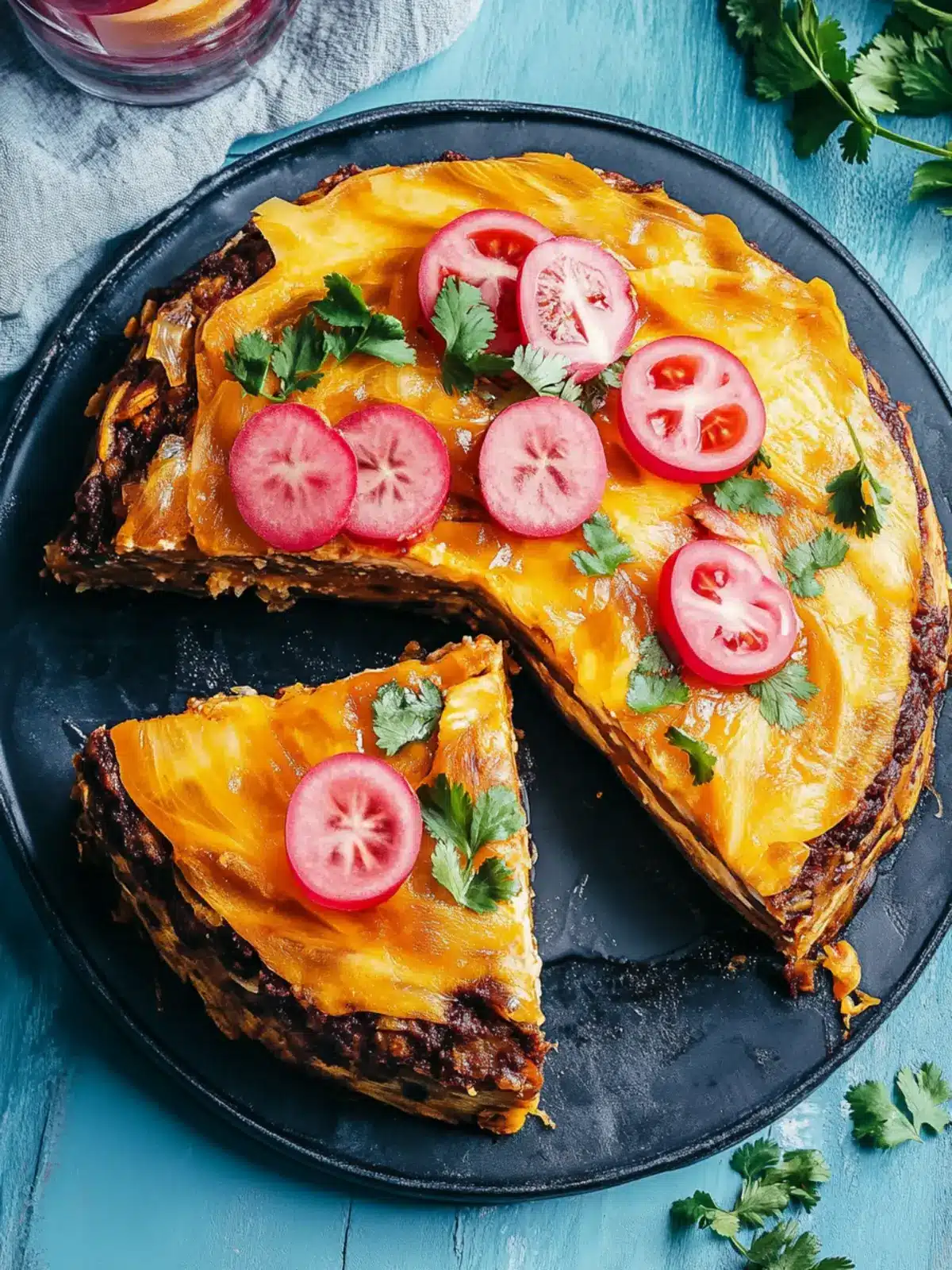 Tortilla-Gemüsetorte mit BBQ-Rinderhack für echte Tex-MexFans 4 Tortilla-Gemüsetorte mit BBQ-Rinderhack