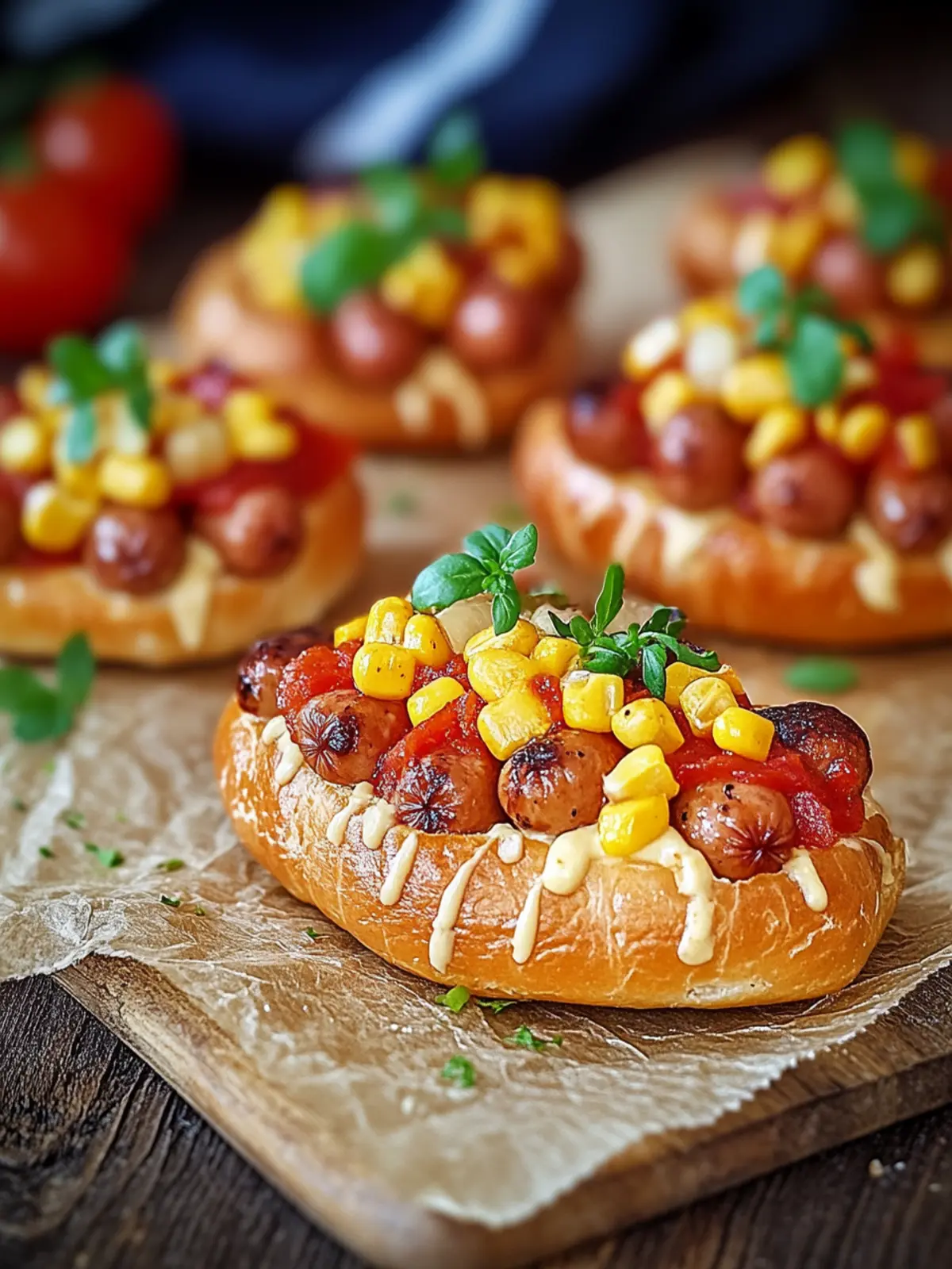 Mini Hotdog-Brötchen mit Würstchen für jeden Snack Anlass 2 Mini Hotdog-Brötchen mit Würstchen