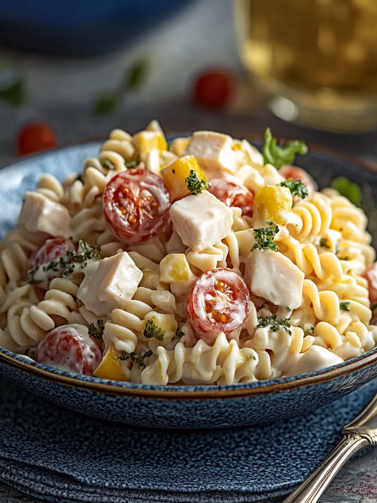 Klassischer Nudelsalat mit Fleischwurst und Ei 2 Classical pasta salad with meat sausage and egg