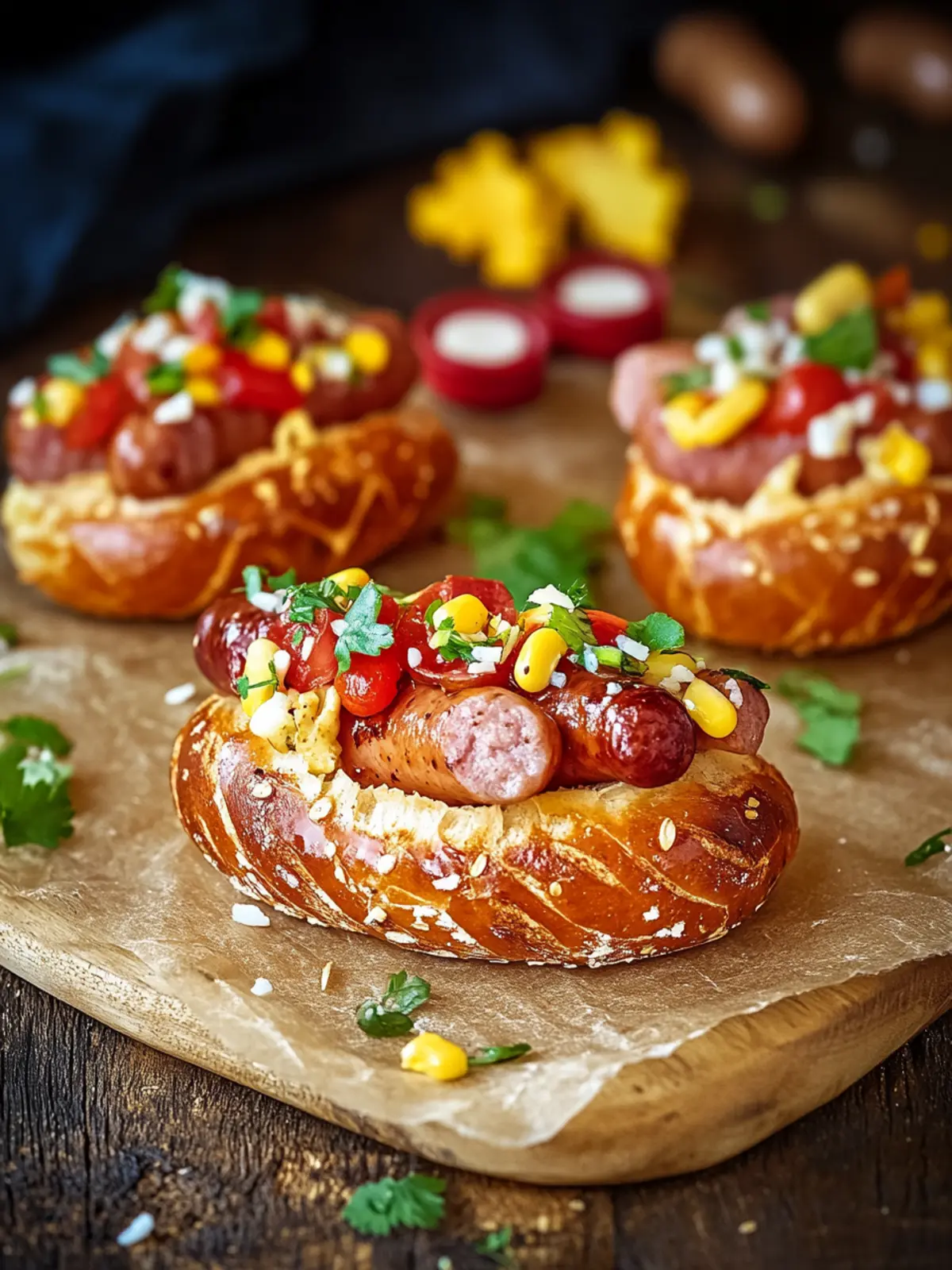Mini Hotdog-Brötchen mit Würstchen für jeden Snack Anlass 3 Mini Hotdog-Brötchen mit Würstchen