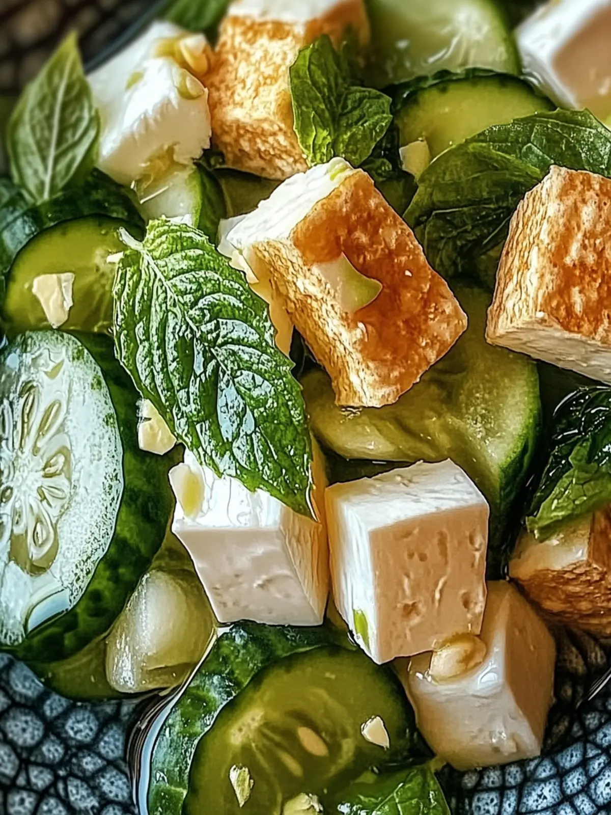 Knuspriger Tofu und Gurkensalat mit Erdnussdressing 3 Knuspriger Tofu und Gurkensalat mit Erdnussdressing