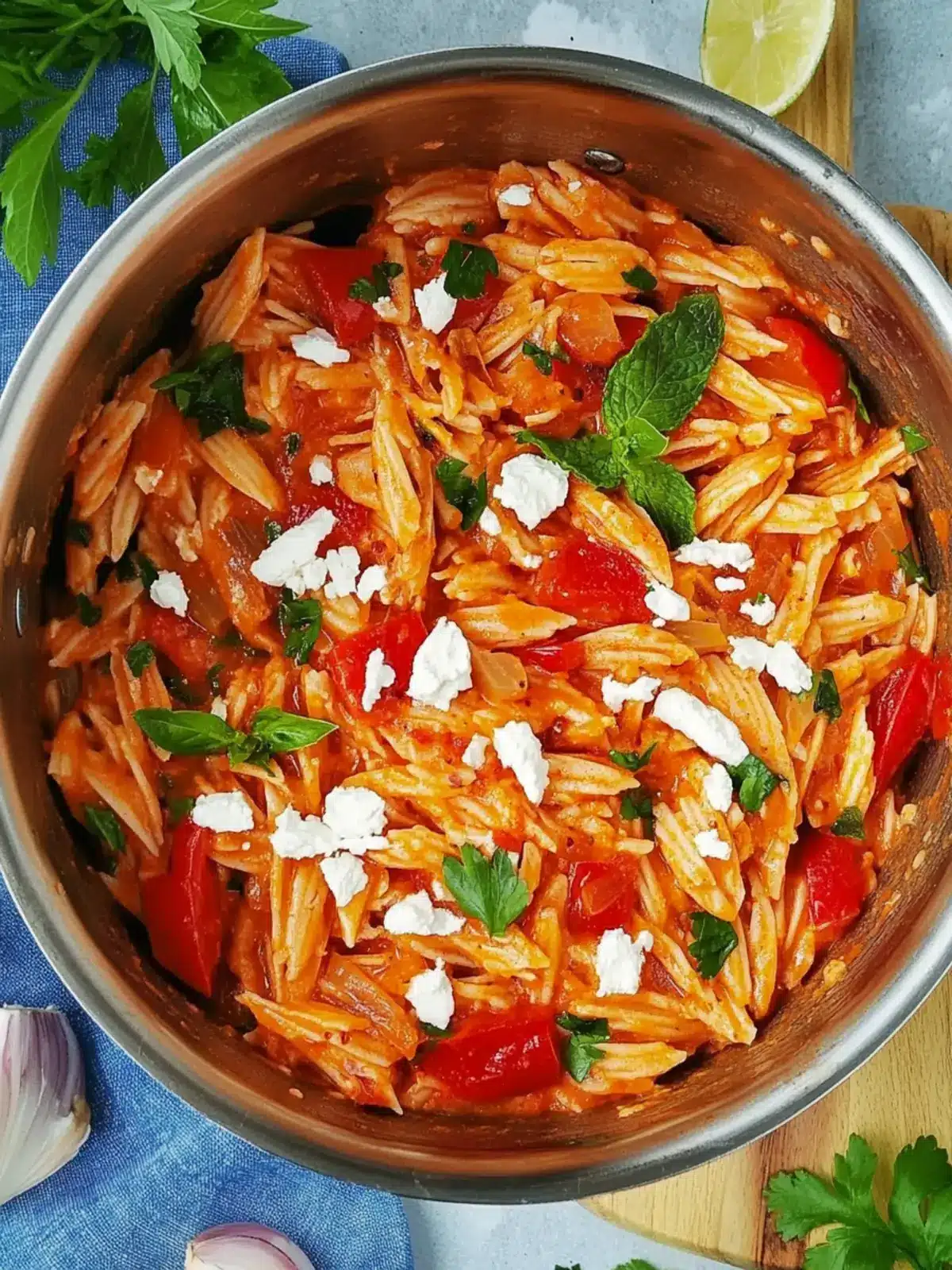 Eintopf-Orzo mit Feta – Schnelle mediterrane Köstlichkeit 4 Eintopf-Orzo mit Feta