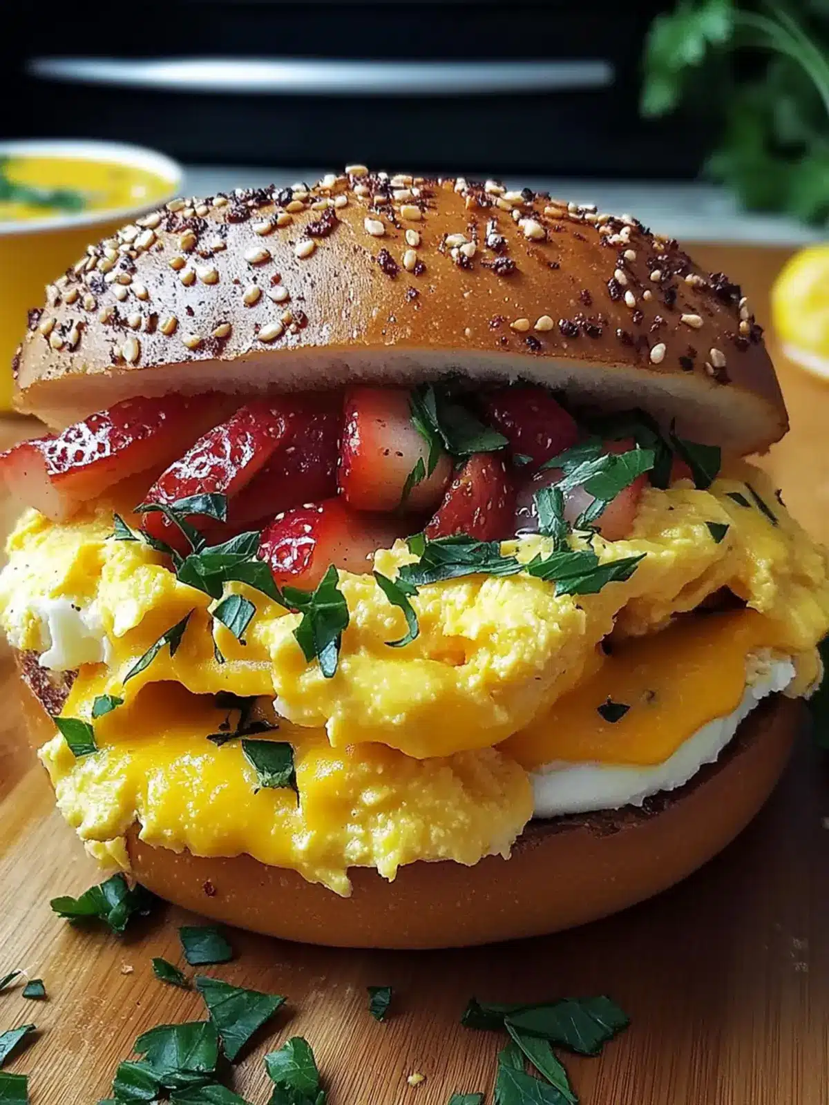 Frühstücksbagel-Sandwich für den perfekten Morgen 2 Frühstücksbagel-Sandwich