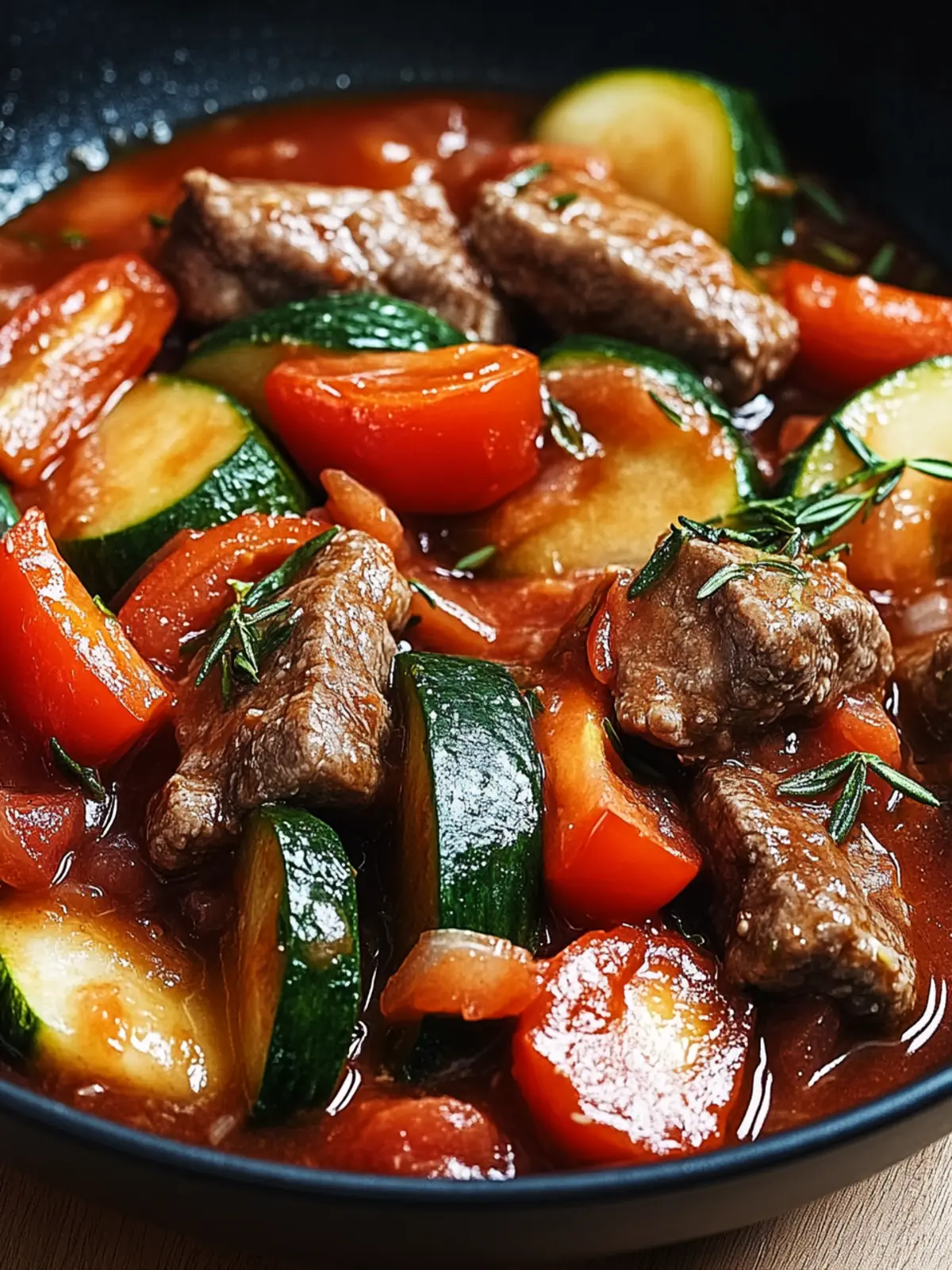 Pikante Rindfleischpfanne mit Gemüse für schnelle Abendessen 2 Pikante Rindfleischpfanne mit Gemüse: Ein herzhaftes