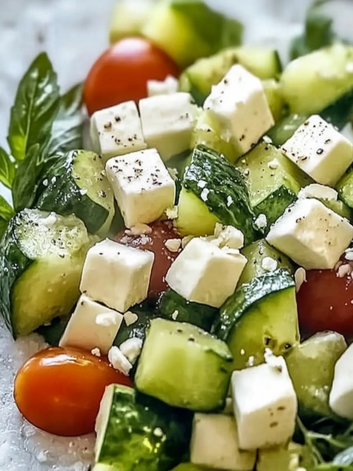 Gurkensalat mit Feta und Kichererbsen für jeden Tag 4 Gurkensalat mit Feta und Kichererbsen