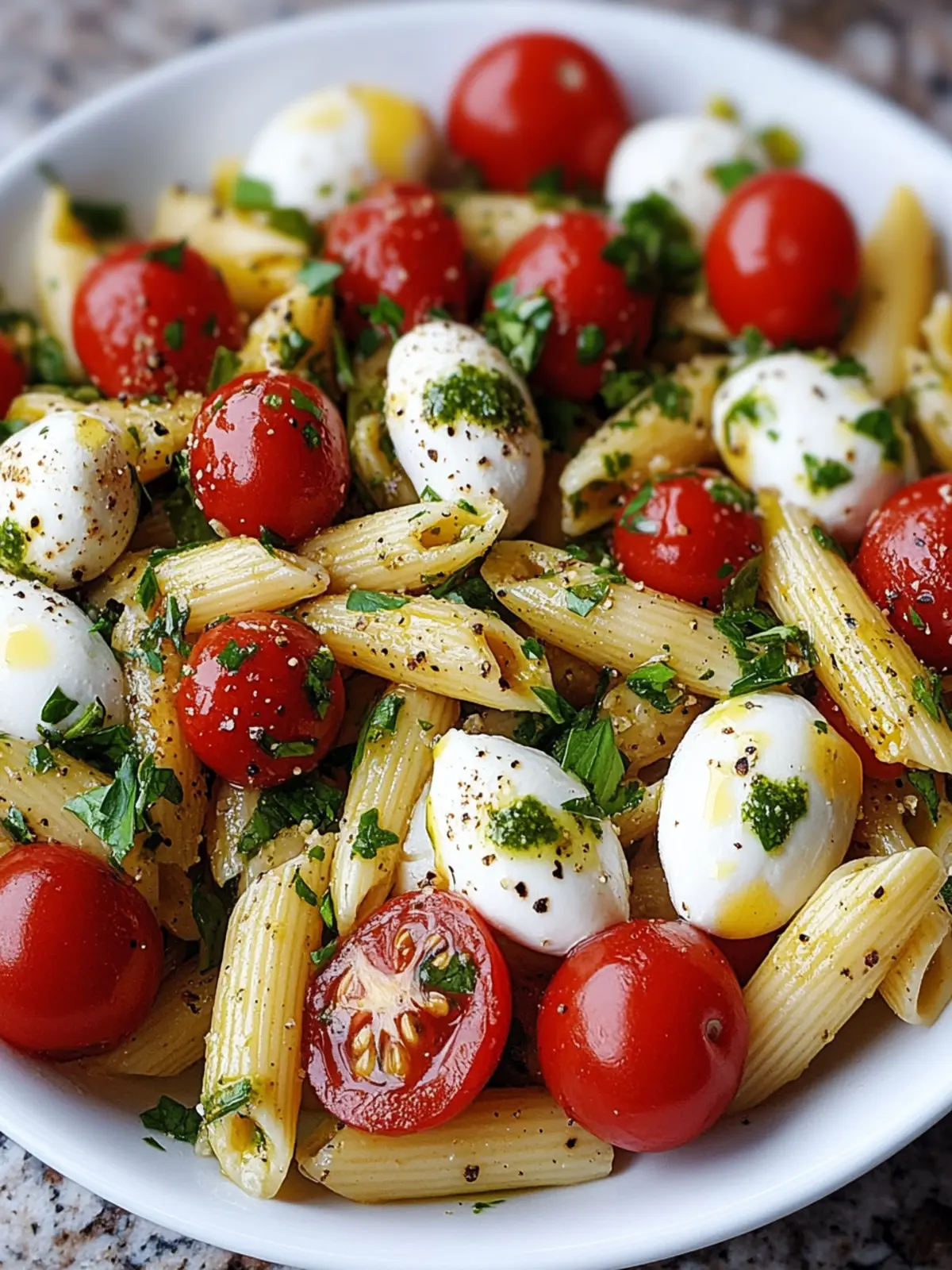 Italienischer Nudelsalat mit Mozzarella & Tomaten lecker 2 Italienischer Nudelsalat mit Mozzarella & Tomaten lecker