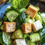 Knuspriger Tofu und Gurkensalat mit Erdnussdressing 14 Knuspriger Tofu und Gurkensalat mit Erdnussdressing