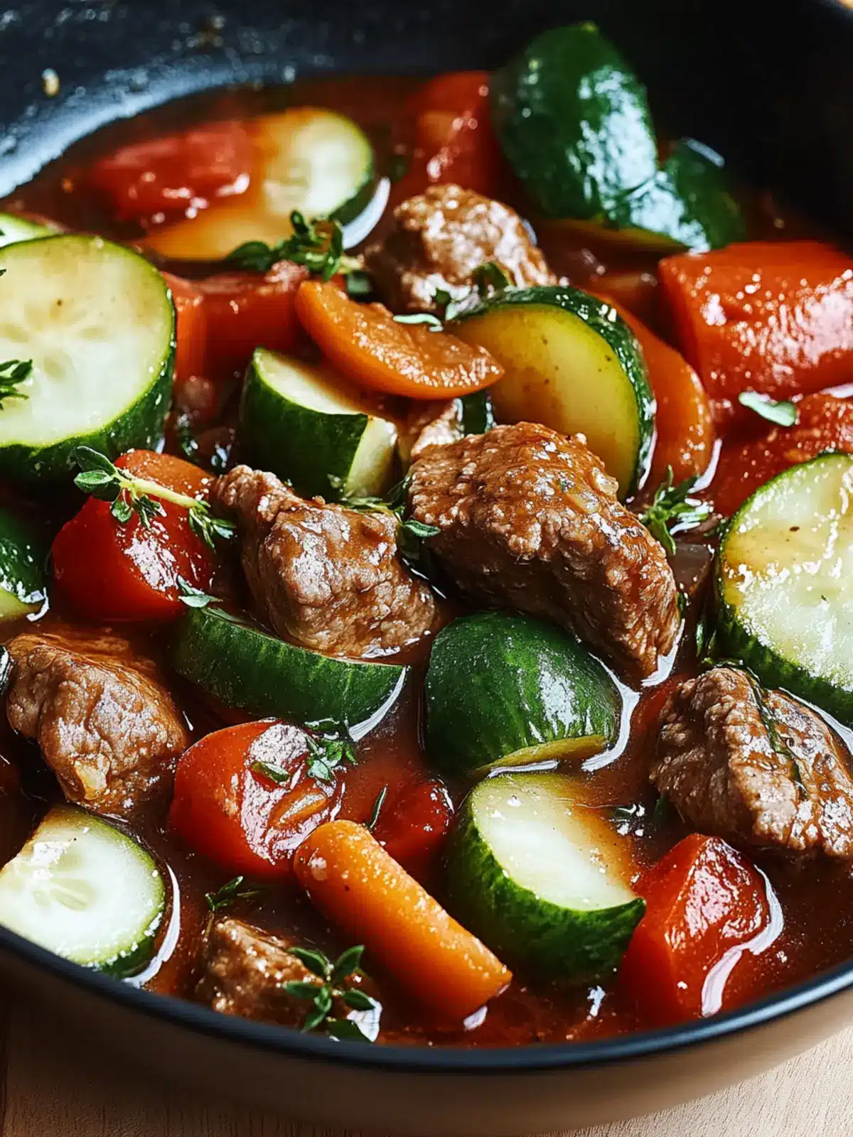 Pikante Rindfleischpfanne mit Gemüse für schnelle Abendessen 4 Pikante Rindfleischpfanne mit Gemüse: Ein herzhaftes