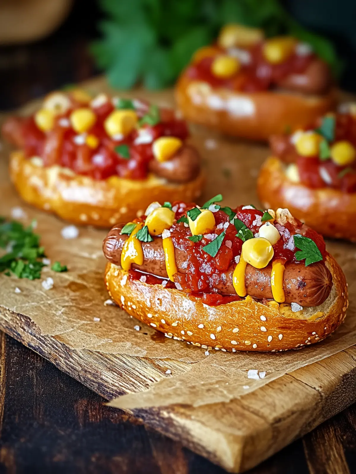 Mini Hotdog-Brötchen mit Würstchen für jeden Snack Anlass 4 Mini Hotdog-Brötchen mit Würstchen