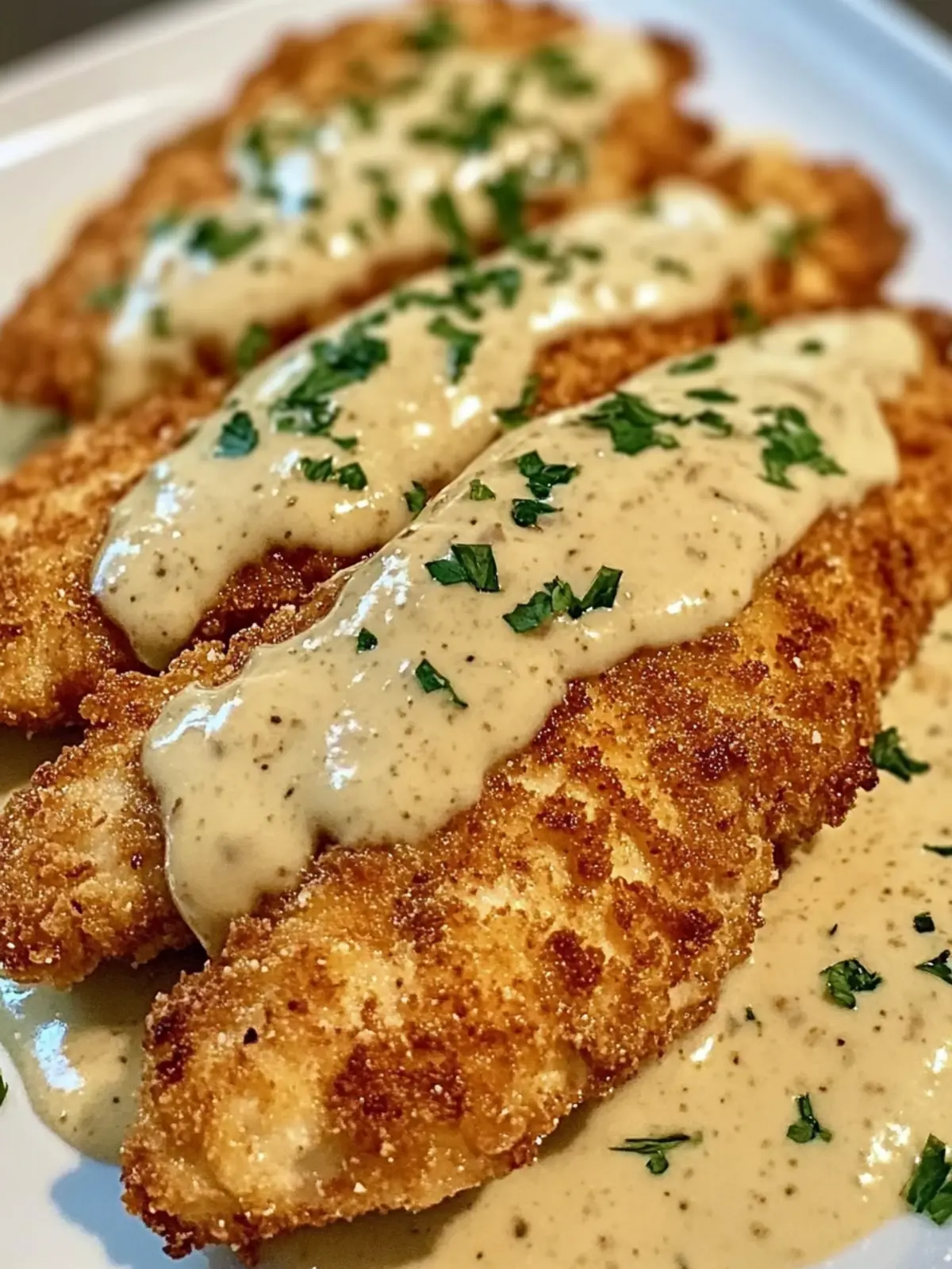 Crispy Parmesan Chicken mit Alfredo-Sauce genießen 3 Crispy Parmesan Chicken with Alfredo Sauce begeistert