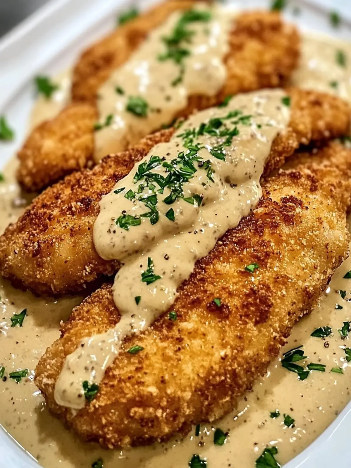 Crispy Parmesan Chicken mit Alfredo-Sauce genießen 5 Crispy Parmesan Chicken with Alfredo Sauce begeistert