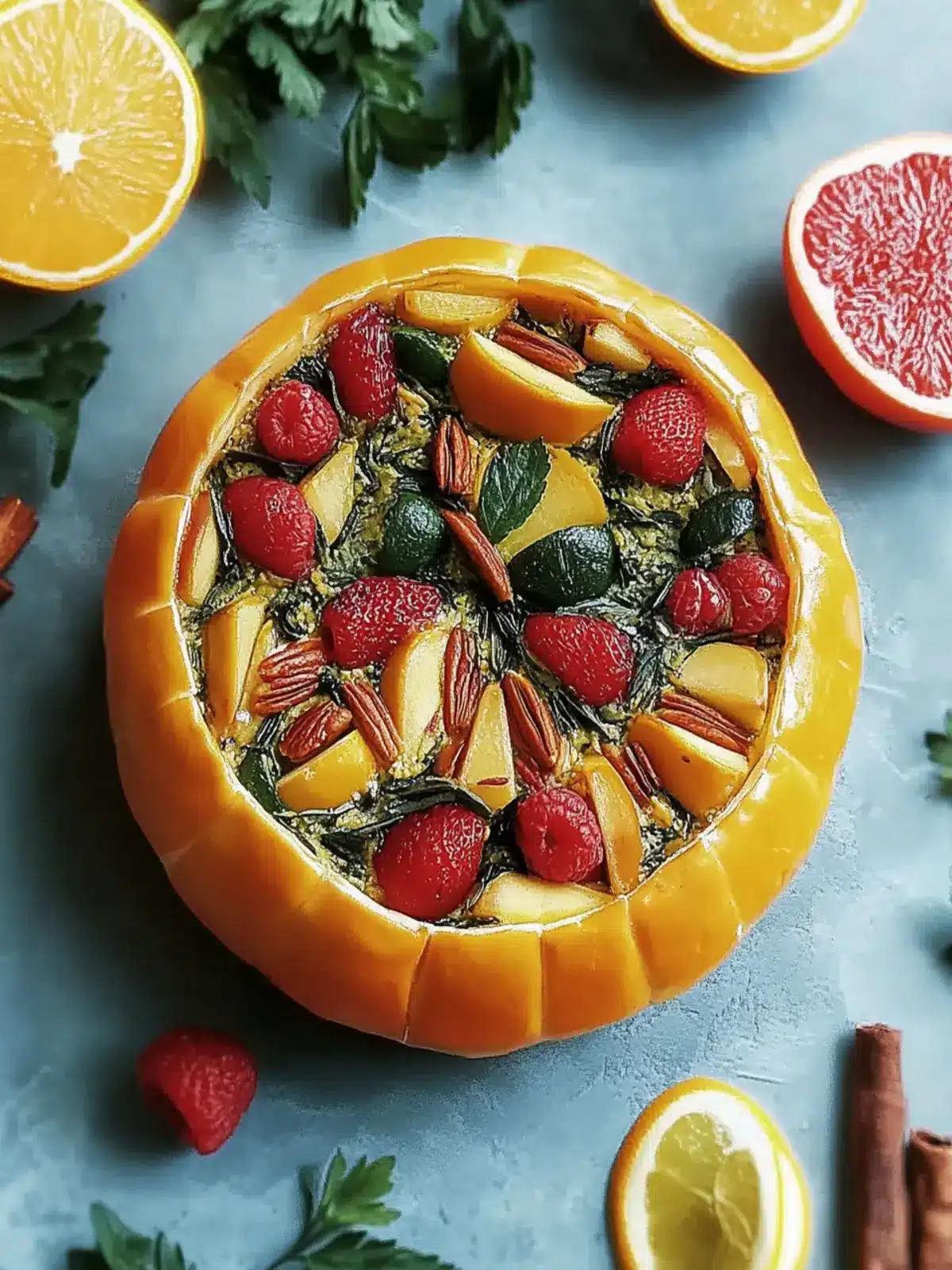 Gefüllter Kürbis mit Pilzreis und Cranberries Spaß für Festtage 3 Gefüllter Kürbis mit Pilzreis und Cranberries für Festtage