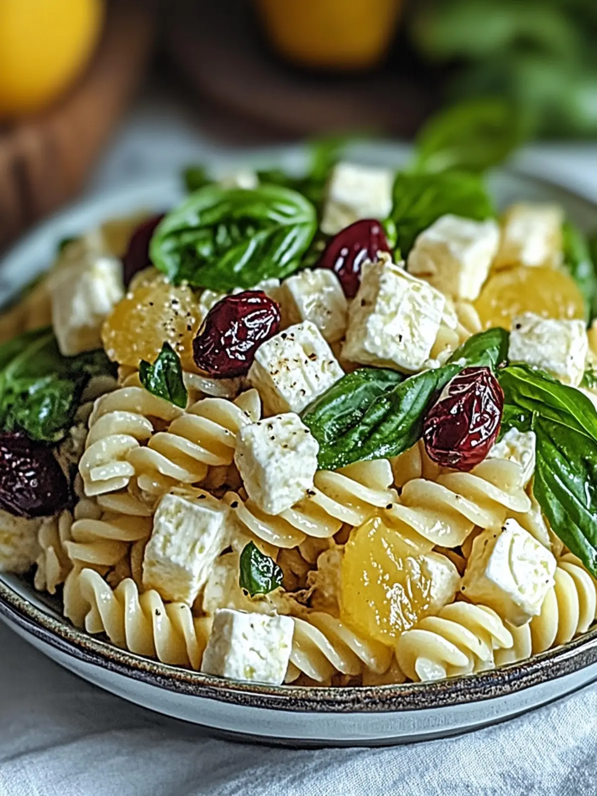 Spinat Nudelsalat mit Feta und Cranberries Rezept 2 Spinat Nudelsalat mit Feta und Cranberries