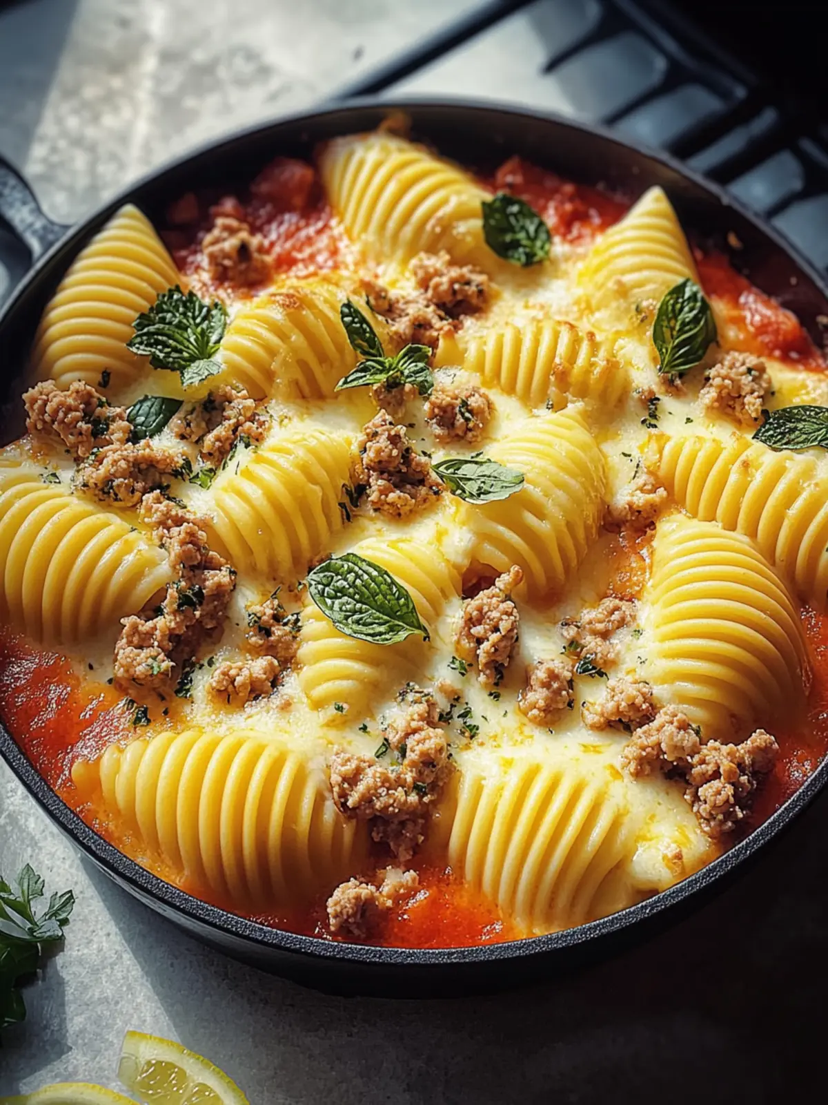 Cremige Ricotta Rinderfleisch gefüllte Muscheln Pasta 2 Cremige Ricotta Rinderfleisch gefüllte Muscheln Pasta