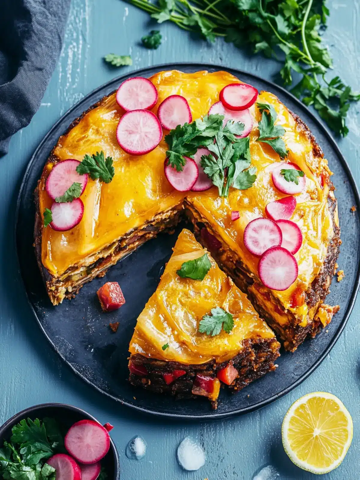 Tortilla-Gemüsetorte mit BBQ-Rinderhack für echte Tex-MexFans 2 Tortilla-Gemüsetorte mit BBQ-Rinderhack