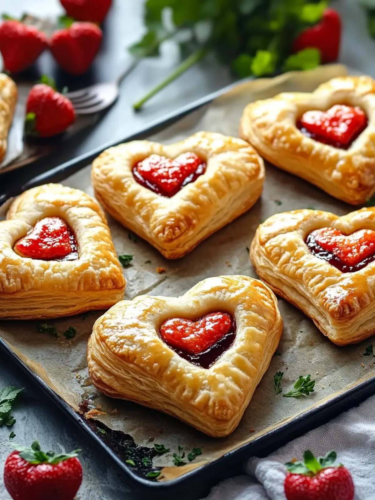 Puff Pastry Hearts: Süß oder Herzhaft für Herzliche Anlässe 3 Puff pastry hearts with sweet or savory filling. Perfect for Valentine's Day and Mother's Day.
