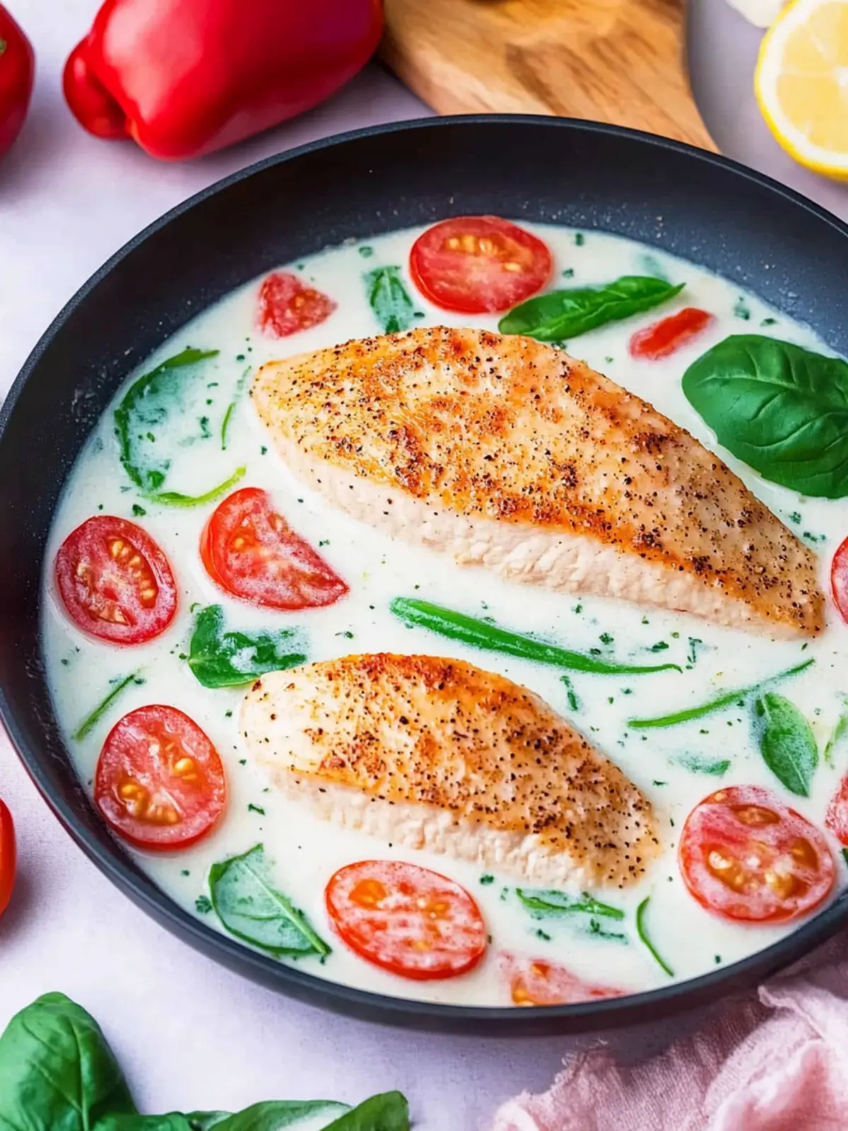 Parmesan-Hähnchen mit Spinat für schnelle Genussmomente 4 Parmesan-Hähnchen mit Spinat