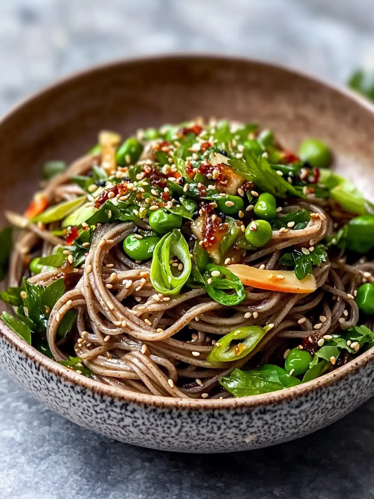 Soba-Nudelsalat mit Sesam, Frühlingszwiebel und Erdnüssen ist lecker und erfrischend! 2 Soba-Nudelsalat mit Sesam, Frühlingszwiebel und Erdnüssen ist lecker