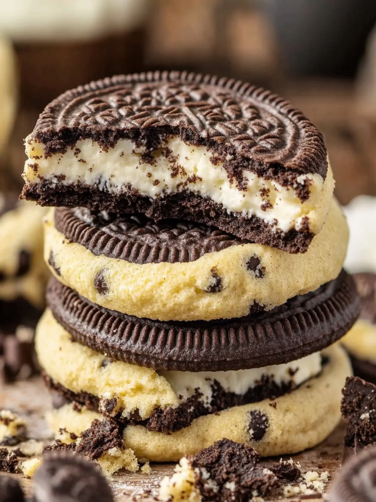 Einfache Oreo-Kekse Rezept mit Schokoladenstücken für Naschkatzen 5 Einfache Oreo-Kekse Rezept mit Schokoladenstücken