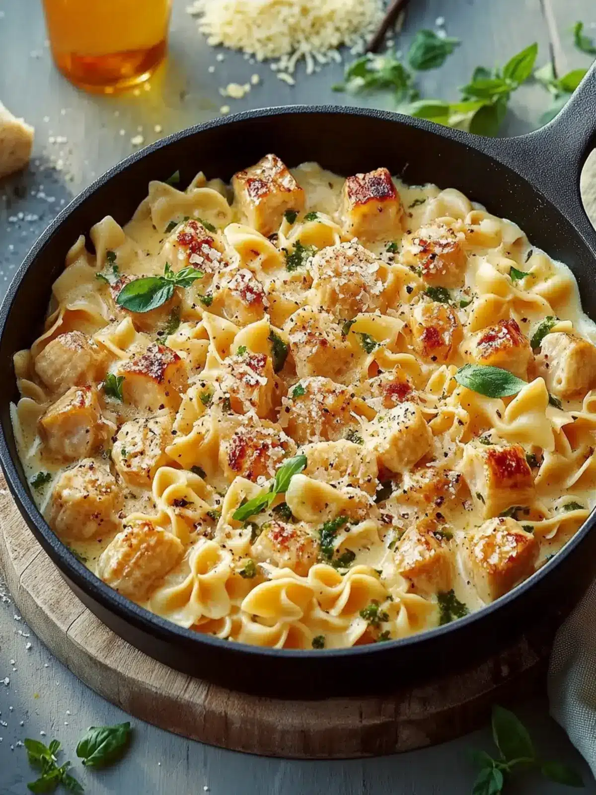 Cremige Hähnchen-Farfalle-Pfanne ganz einfach zaubern 5 Cremige Hähnchen-Farfalle-Pfanne ganz einfach zubereiten