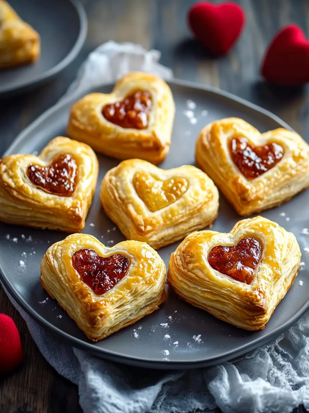 Puff Pastry Hearts: Süß oder Herzhaft für Herzliche Anlässe 5 Puff pastry hearts with sweet or savory filling. Perfect for Valentine's Day and Mother's Day.