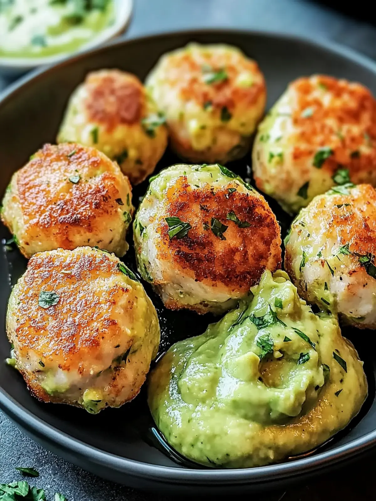 Gebackene Lachsballen mit cremiger Avocadosauce für Genuss pur 3 Gebackene Lachsballen mit cremiger Avocadosauce