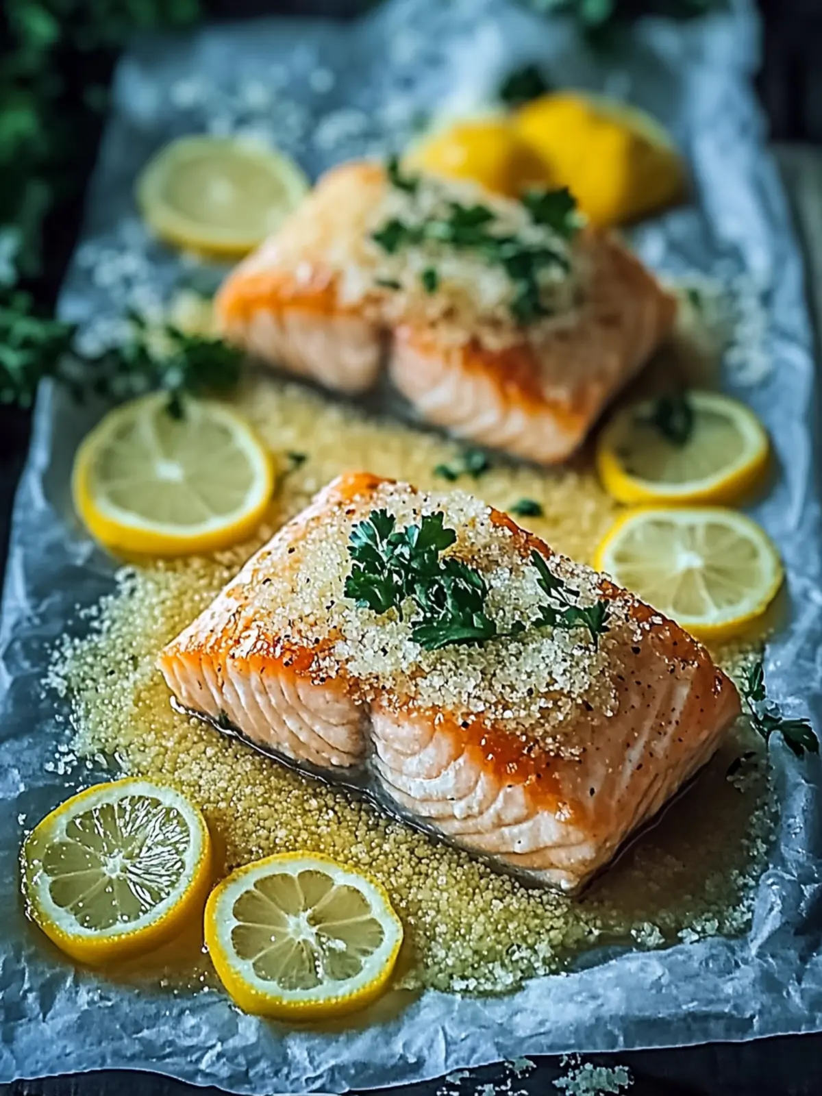 Crispy Ofen gebackene Parmesan-Krustenlachsfilets 2 Crispy oven-baked Parmesan crusted salmon fillets