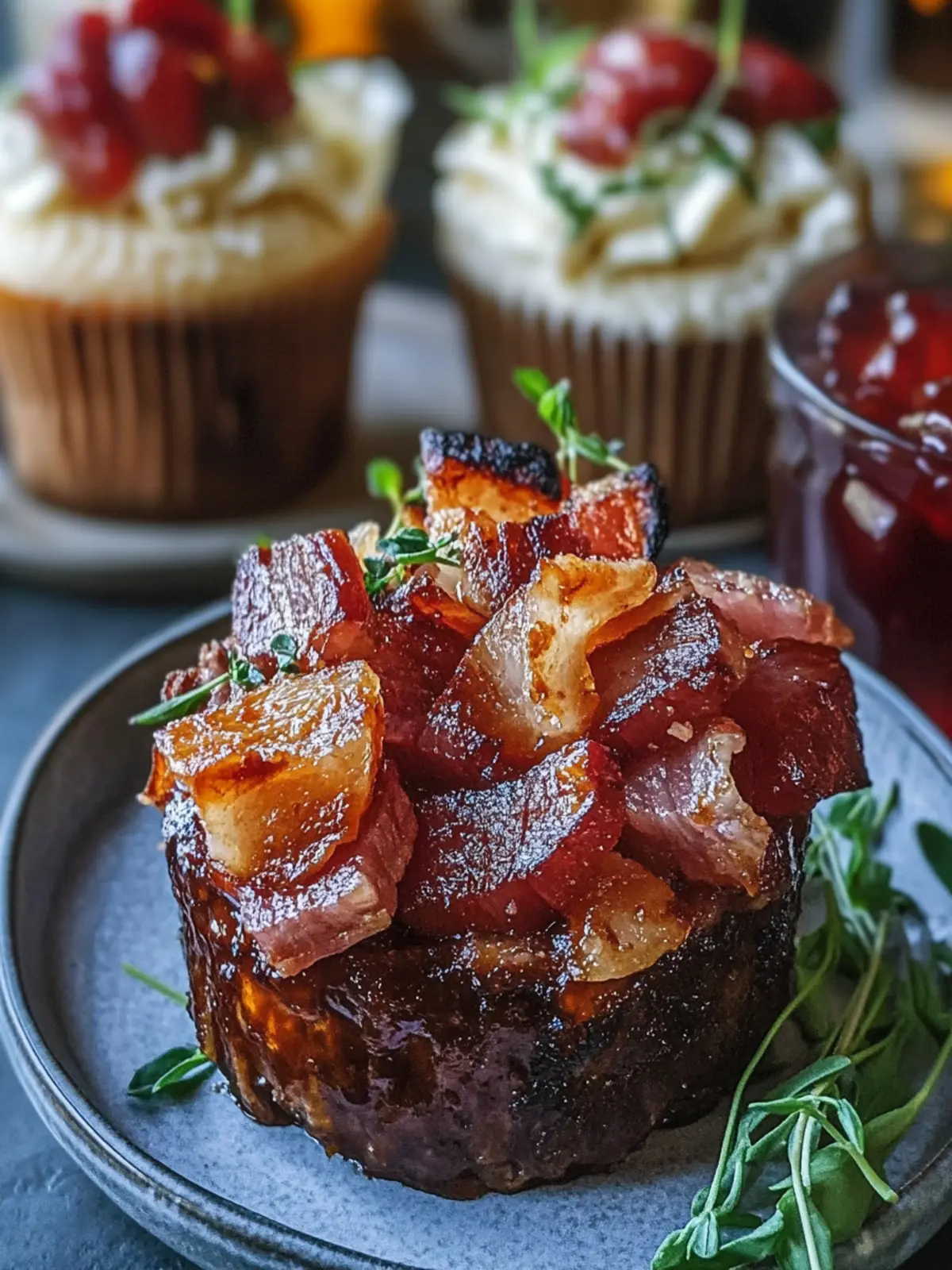 Rauchige Bourbon BBQ mit Speck umwickelte Hackbraten Cupcakes Spaß 3 Rauchige Bourbon BBQ mit Speck umwickelte Hackbraten Cupcakes Genuss