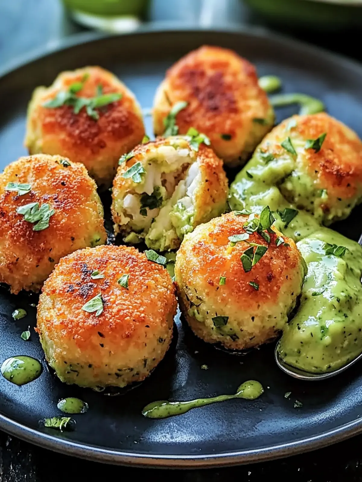Gebackene Lachsballen mit cremiger Avocadosauce für Genuss pur 5 Gebackene Lachsballen mit cremiger Avocadosauce