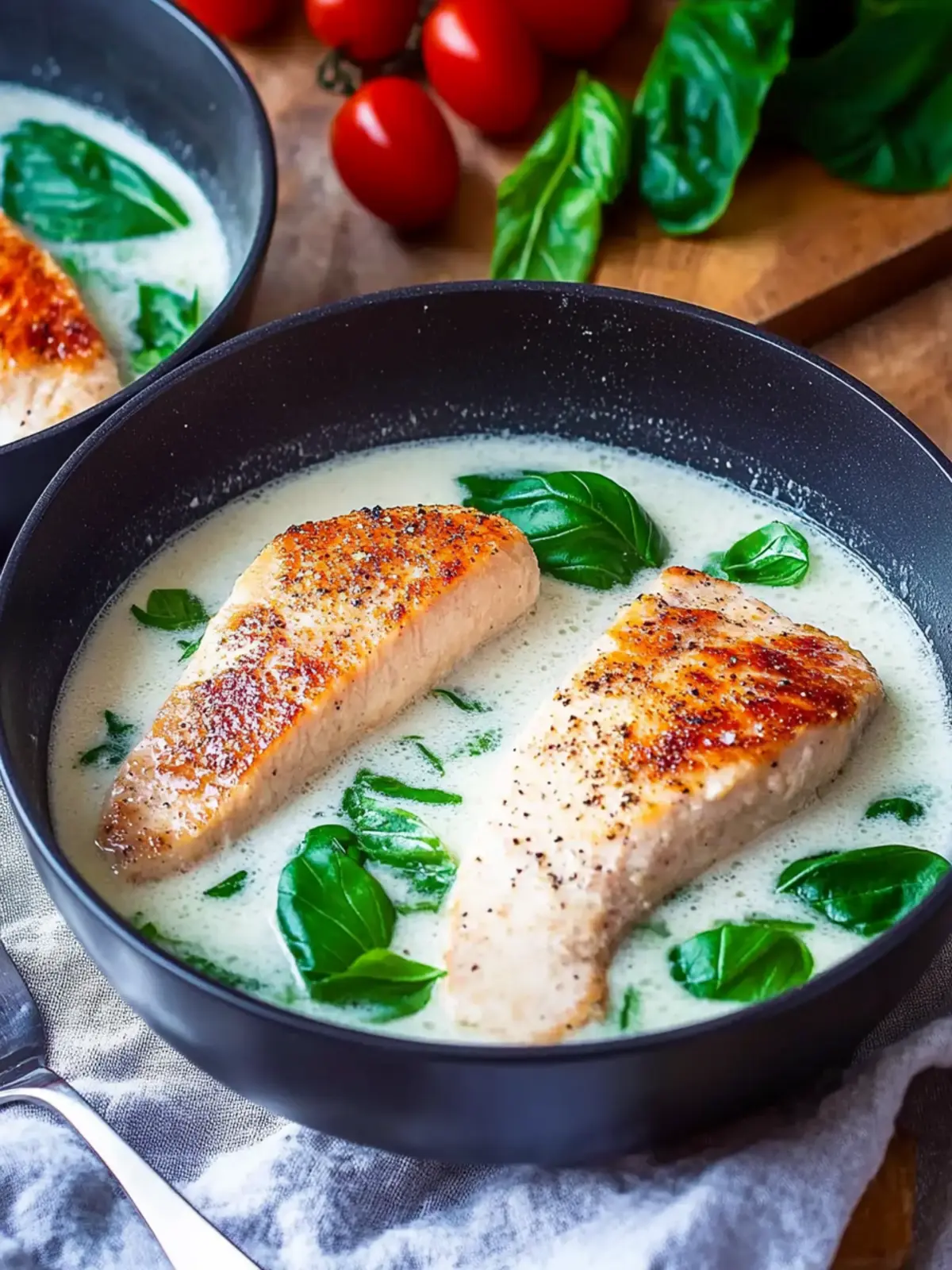 Parmesan-Hähnchen mit Spinat für schnelle Genussmomente 2 Parmesan-Hähnchen mit Spinat