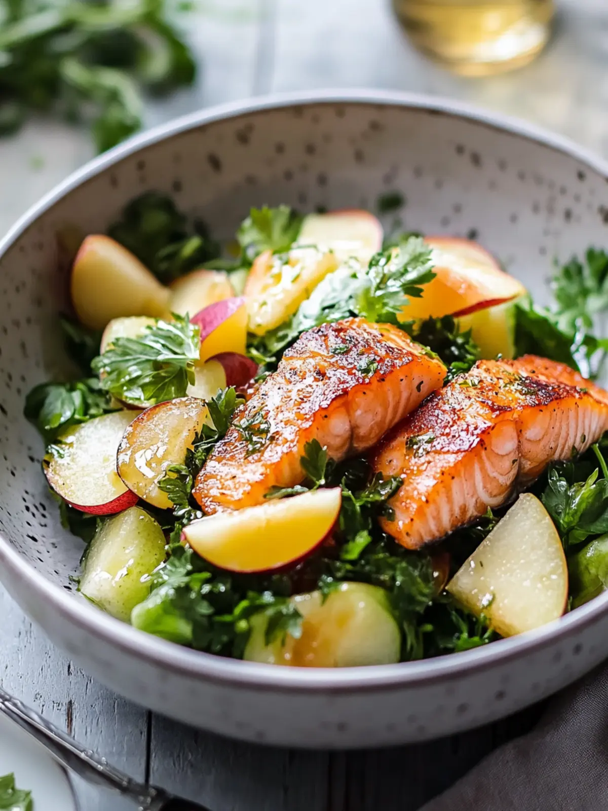 Klebriger Apfelwein Lachs Grünkohlsalat in nur 30 Minuten 3 Klebriger Apfelwein Lachs Grünkohlsalat