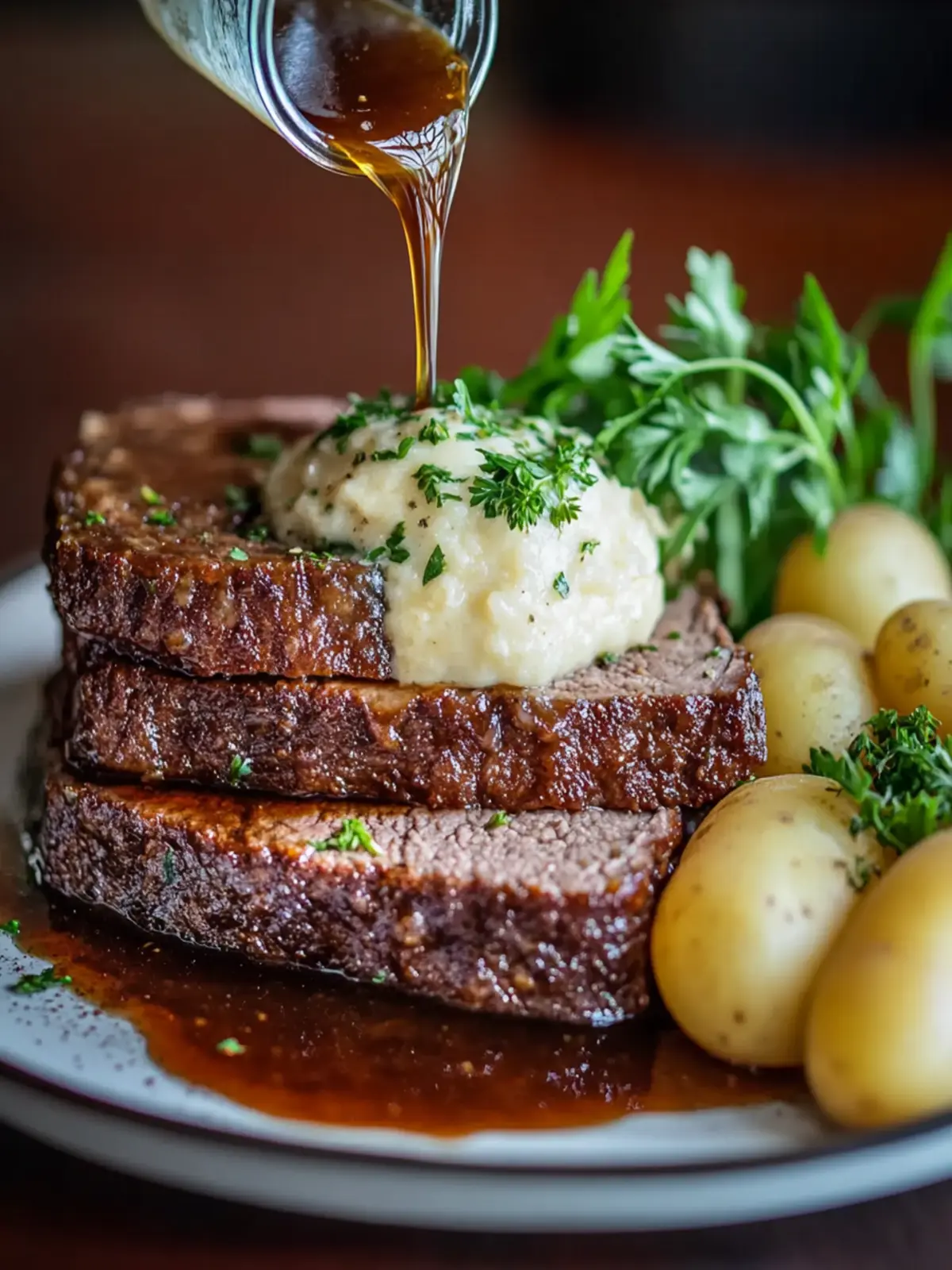 Hackbraten mit Bratensauce für echte Wohlfühlküche 4 Hackbraten mit Bratensauce