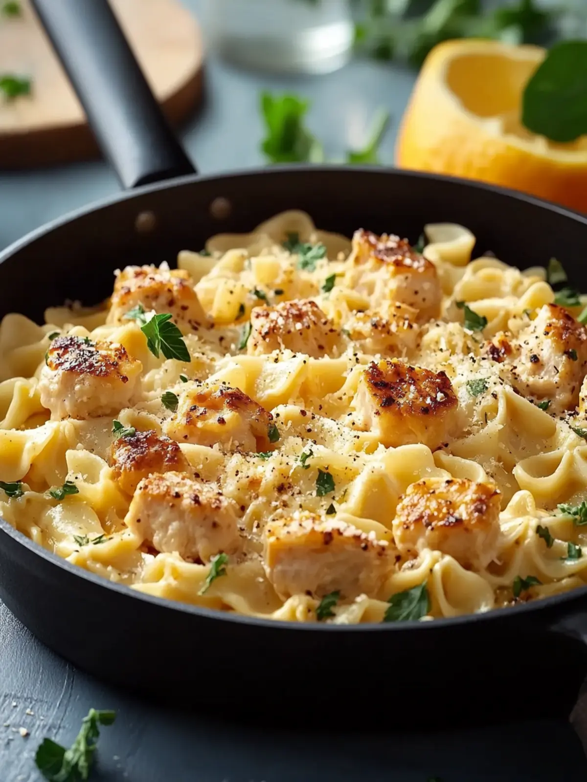 Cremige Hähnchen-Farfalle-Pfanne ganz einfach zaubern 4 Cremige Hähnchen-Farfalle-Pfanne ganz einfach zubereiten
