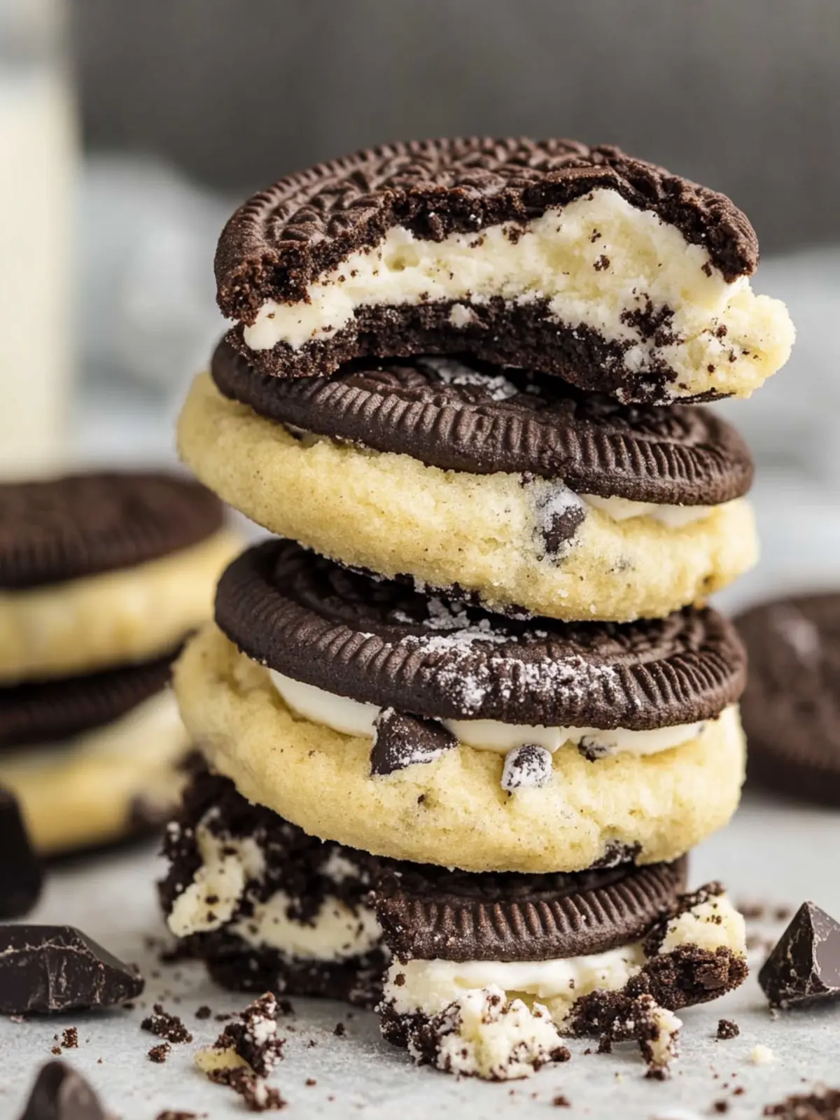 Einfache Oreo-Kekse Rezept mit Schokoladenstücken für Naschkatzen 2 Einfache Oreo-Kekse Rezept mit Schokoladenstücken