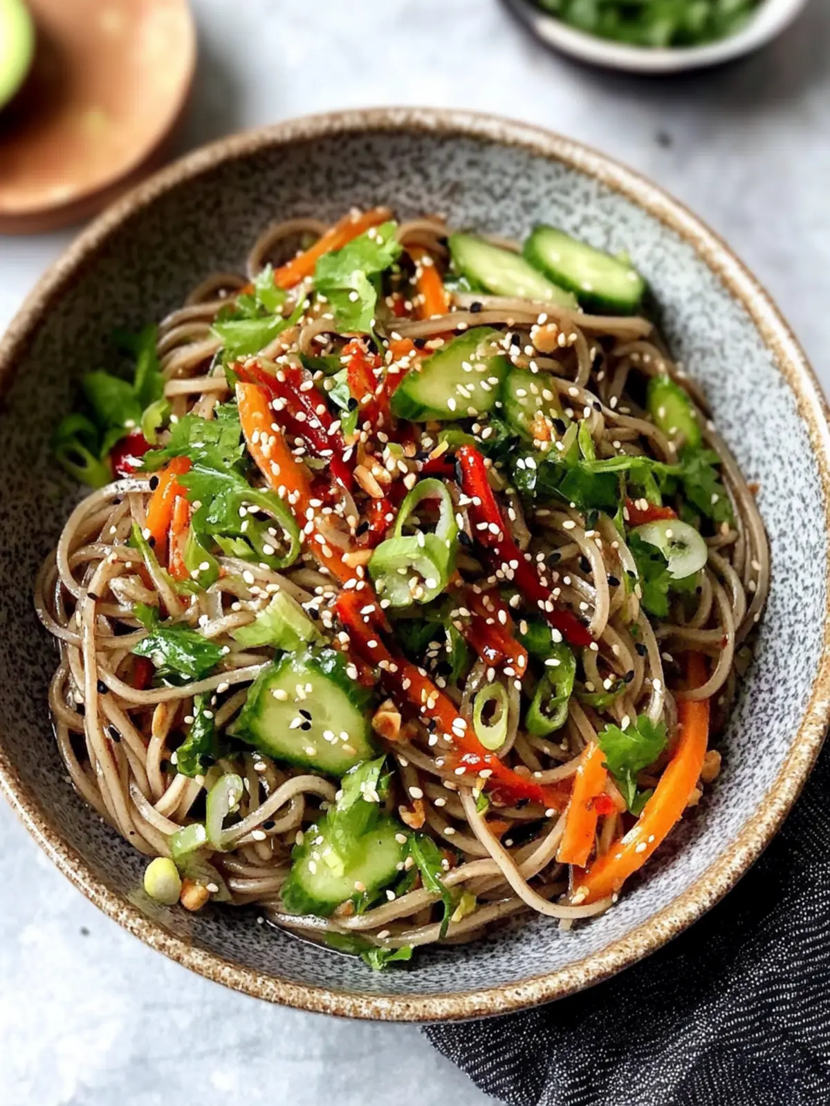Soba-Nudelsalat mit Sesam, Frühlingszwiebel und Erdnüssen ist lecker und erfrischend! 4 Soba-Nudelsalat mit Sesam, Frühlingszwiebel und Erdnüssen ist lecker