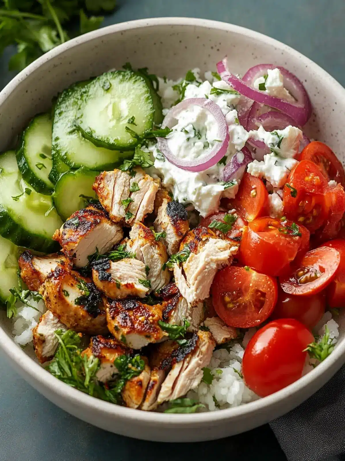 Griechische Hähnchen Bowl: So zauberst du saftige Bissen 3 Griechische Hähnchen Bowl: Das Geheimnis saftiger Hähnchenbissen