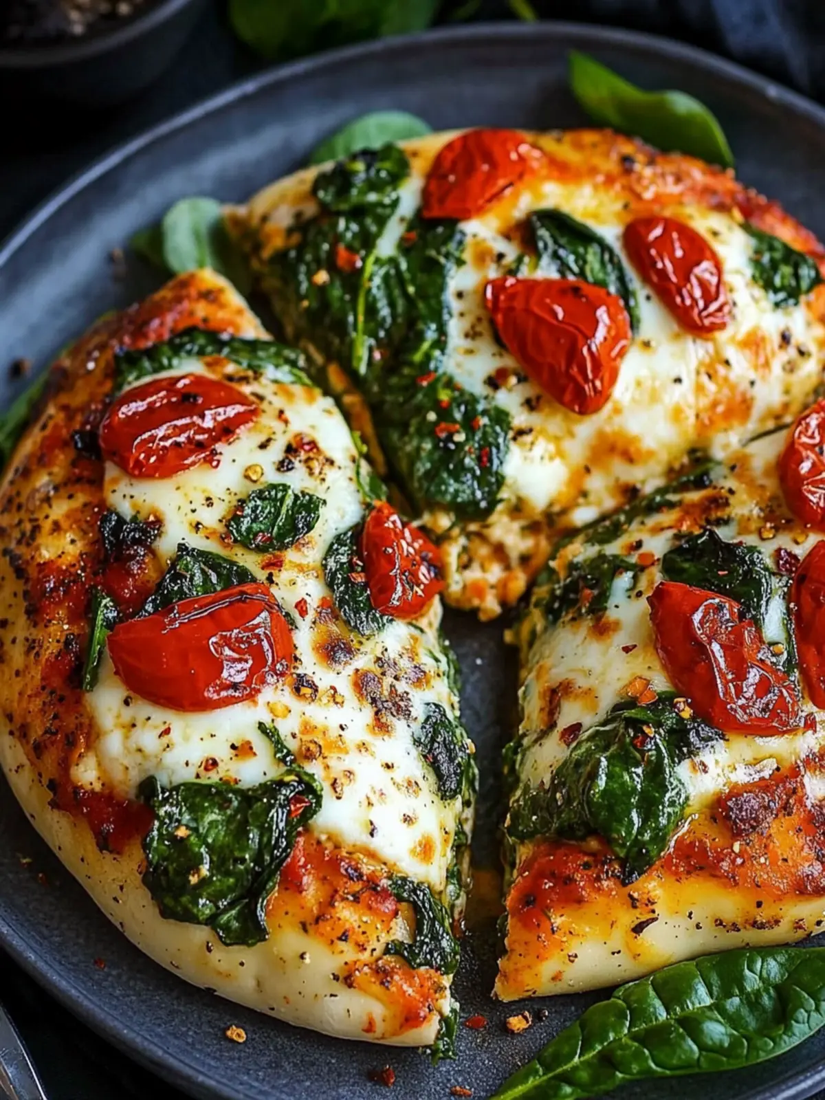 Geröstete rote Paprika Spinat Mozzarella gefüllte Hähnchenbrust leicht gemacht 2 Geröstete rote Paprika Spinat Mozzarella gefüllte Hähnchenbrust