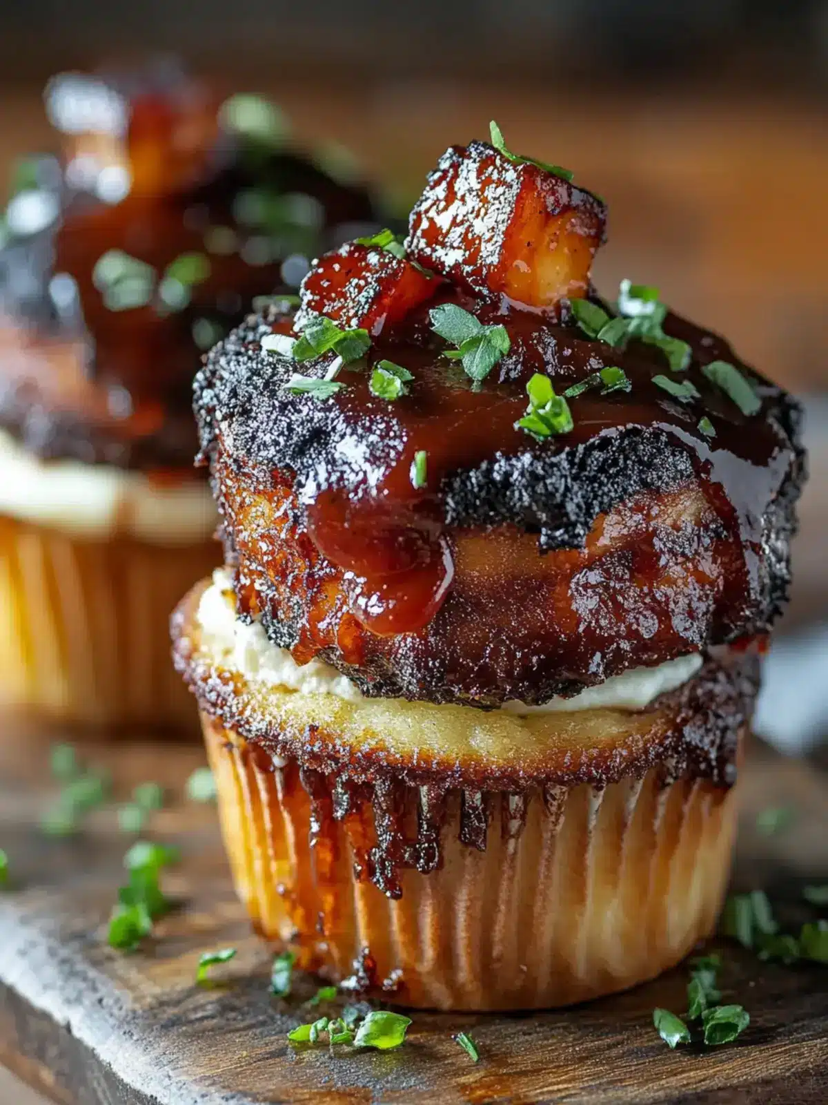 Räucher-Bourbon-BBQ-Rindfleisch-Speck-umwickelte Muffins Freude 4 Räucher-Bourbon-BBQ-Rindfleisch-Speck-umwickelte Fleischklötze-Muffins Freude