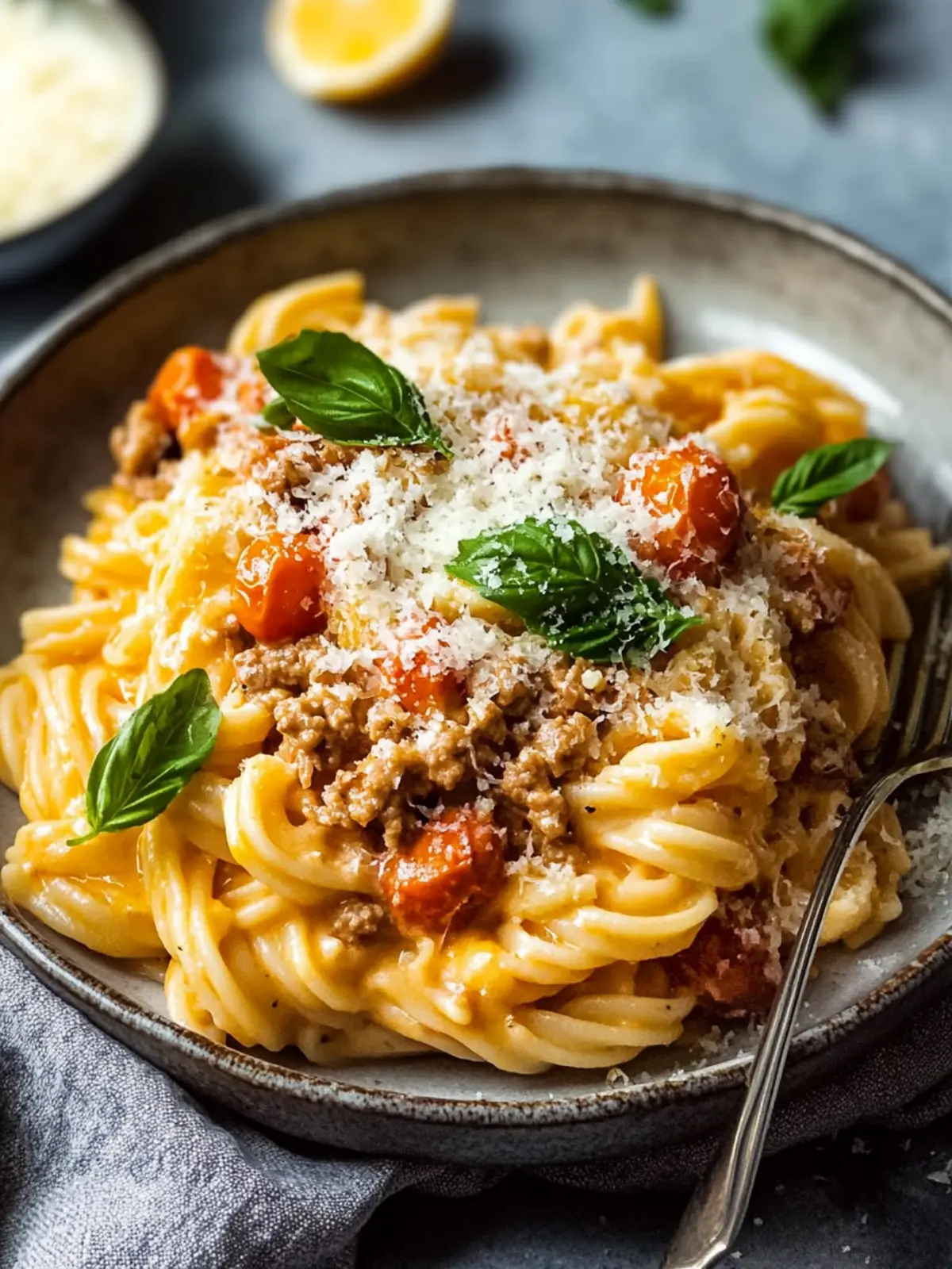 Cremige Tomaten-Hackfleisch-Pasta – Ein Sieger für Wochentage